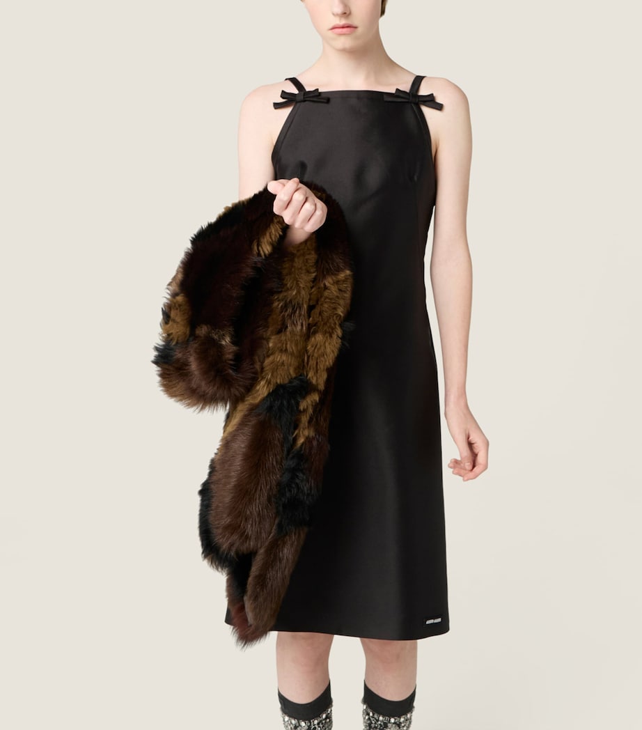 Miu Miu Womens Silk-Wool Bow Mini Dress Image 3