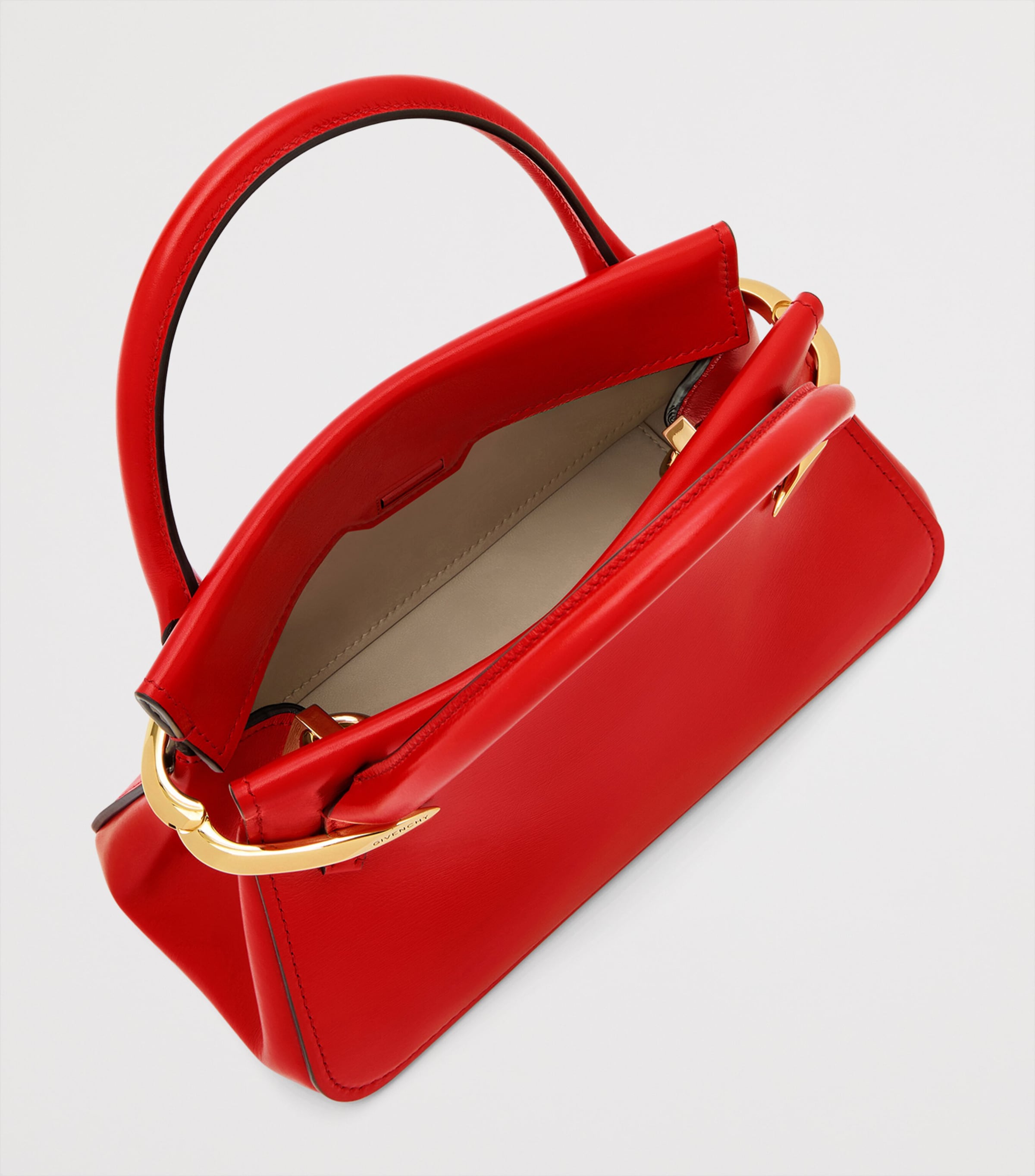 Mini Leather Pinch Top-Handle Bag DEEP RED Image 5