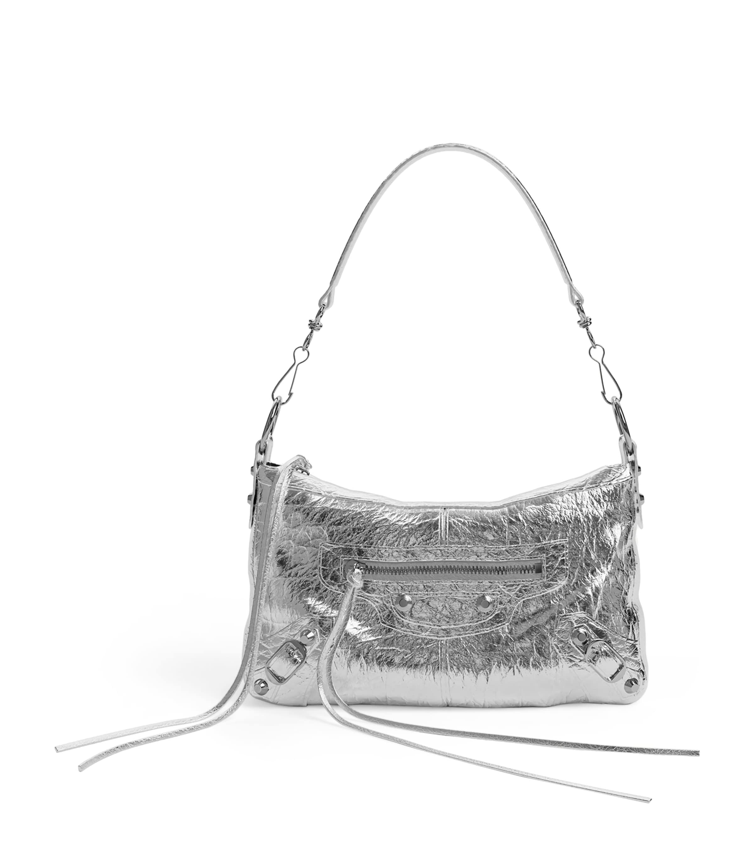 Balenciaga Mini Metallic Leather Le City Moto Shoulder Bag