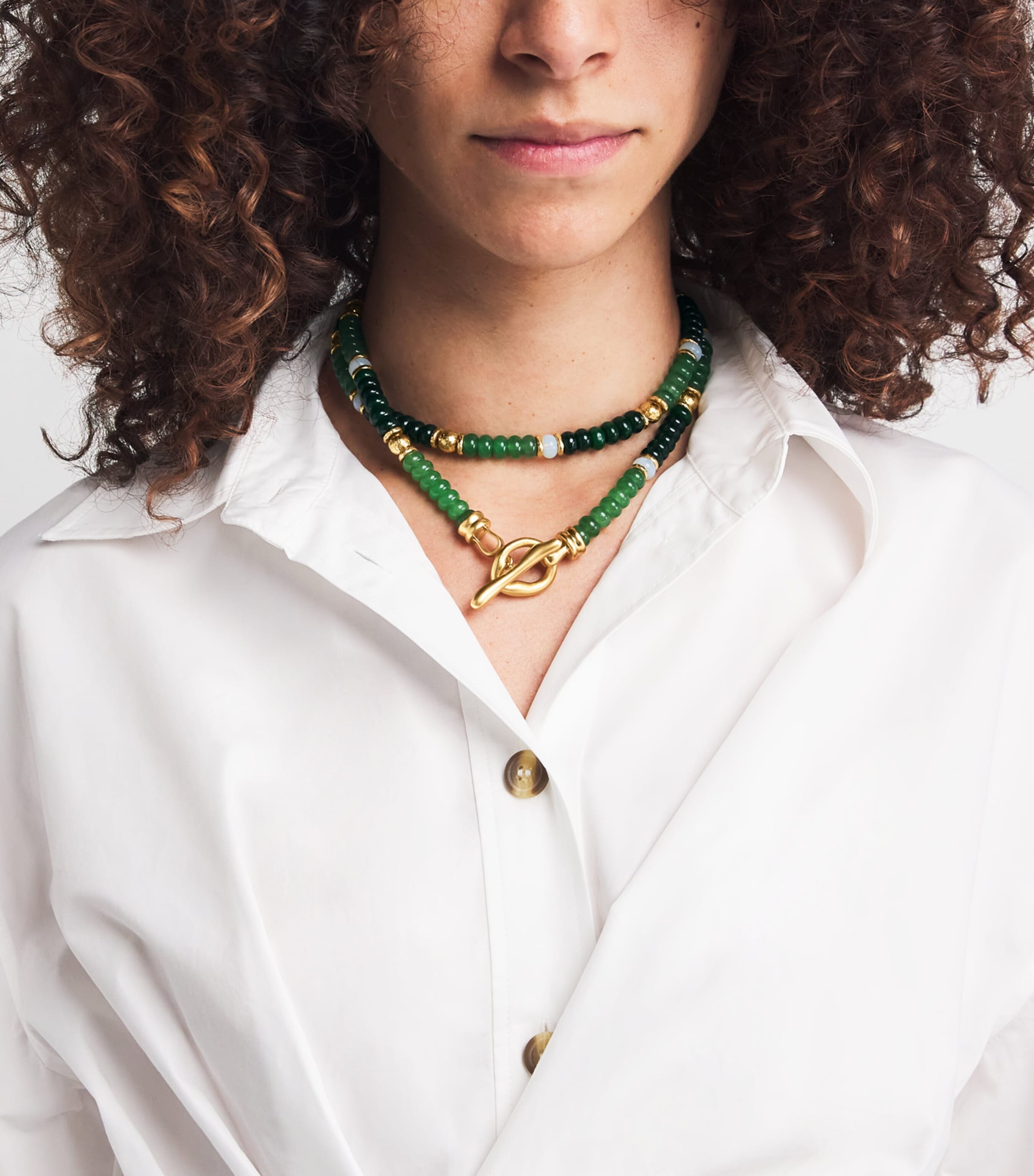 Malachite Beaded Mellow Stone Necklace ANTQE GLD/MLCHTEAGMA Image 2