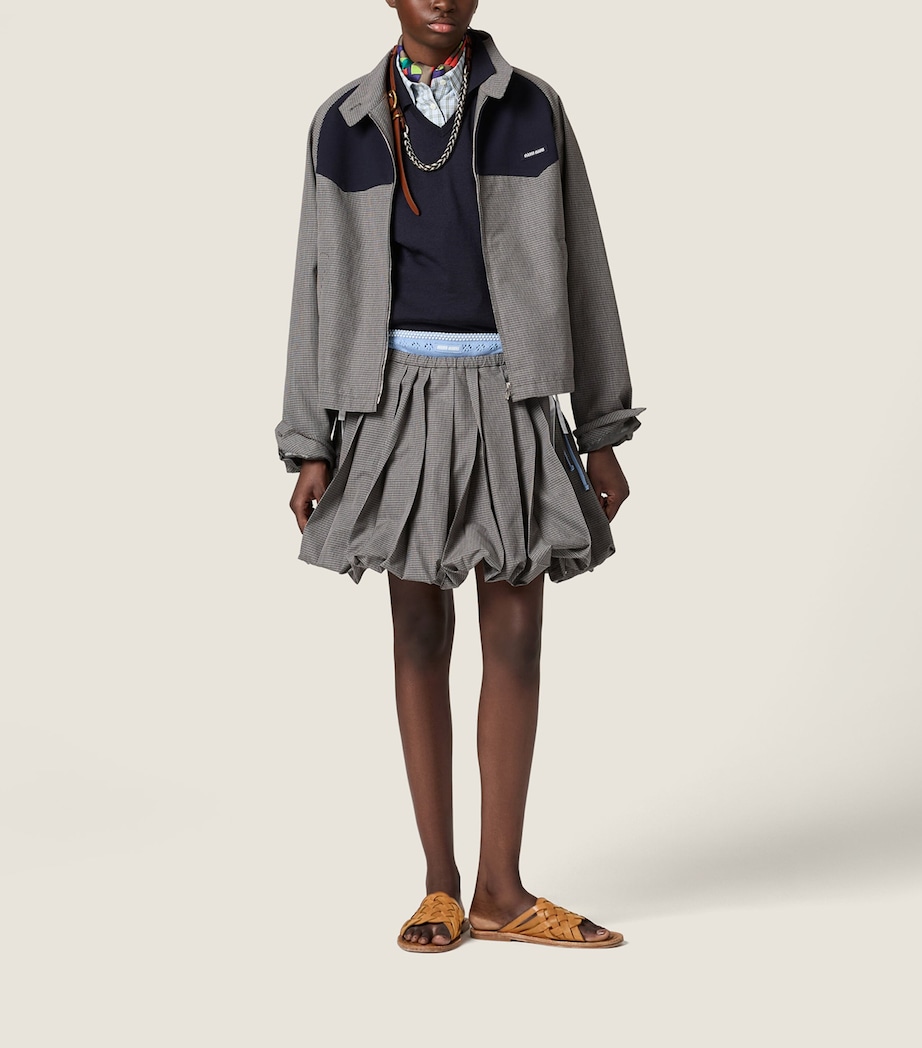 Miu Miu Womens Cotton Gingham Check Jacket Grey Image 2