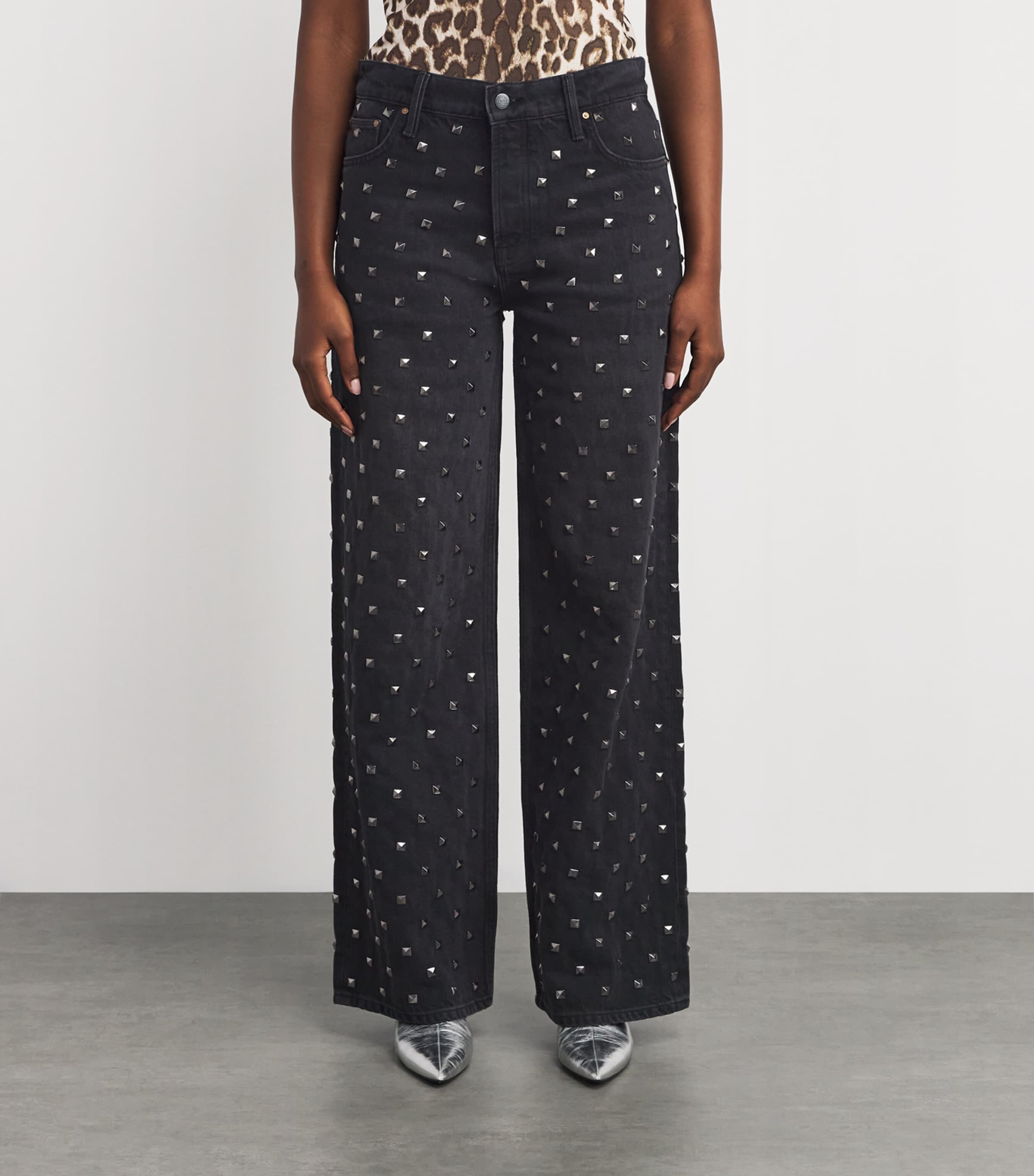 MOTHER Womens SNACKS! The Smoothie Sneak Wide-Leg Jeans Nails For Dinner Image 3