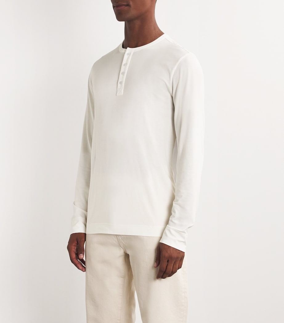 Long-Sleeved Henley Top WHITE Image 3