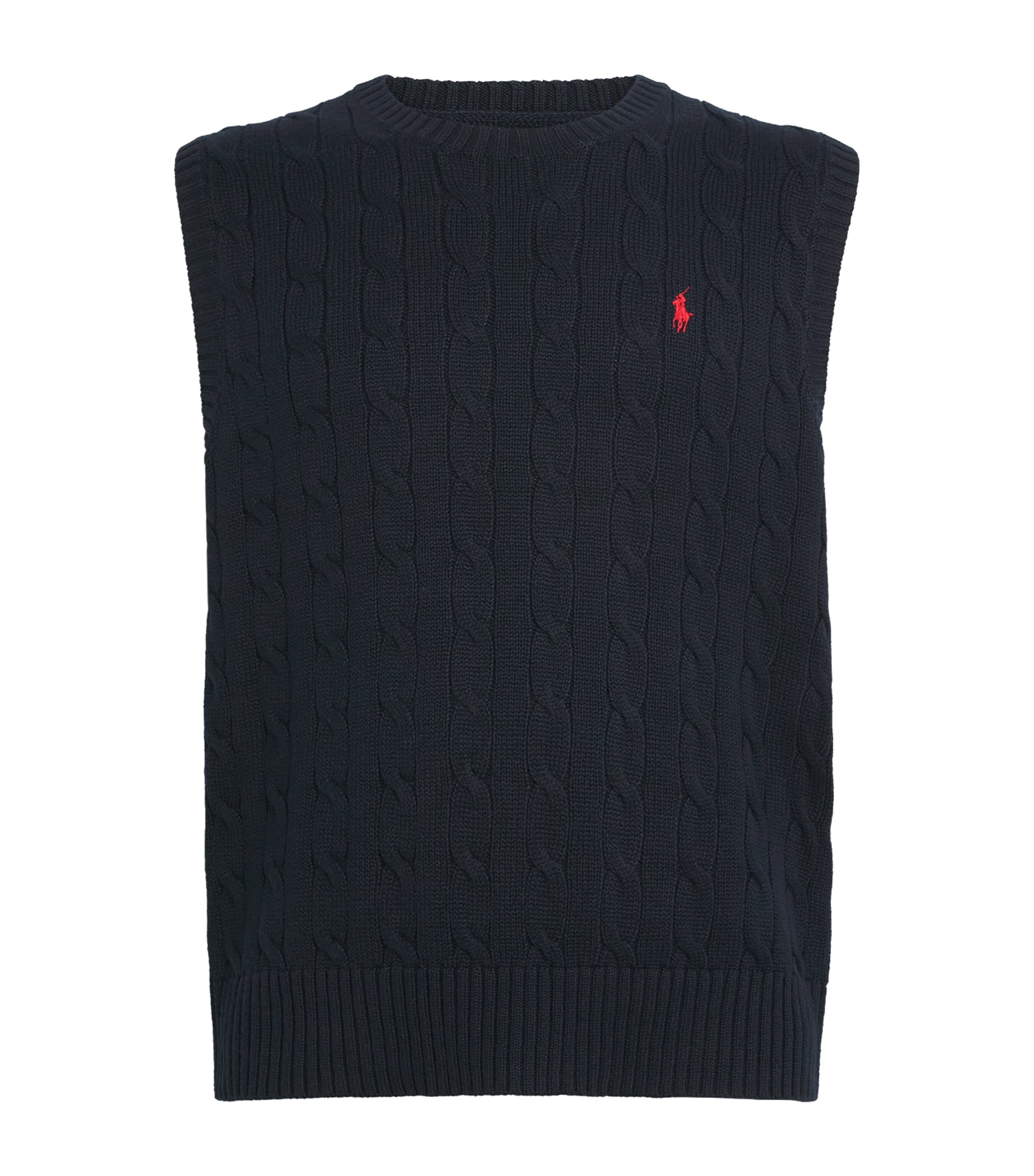 Polo Ralph Lauren Cotton Cable-Knit Sweater Vest | Men New In | Mens Clothing | Men Clothing | Knitwear | Jumpers | Designers | Polo Ralph Lauren | Ralph Lauren