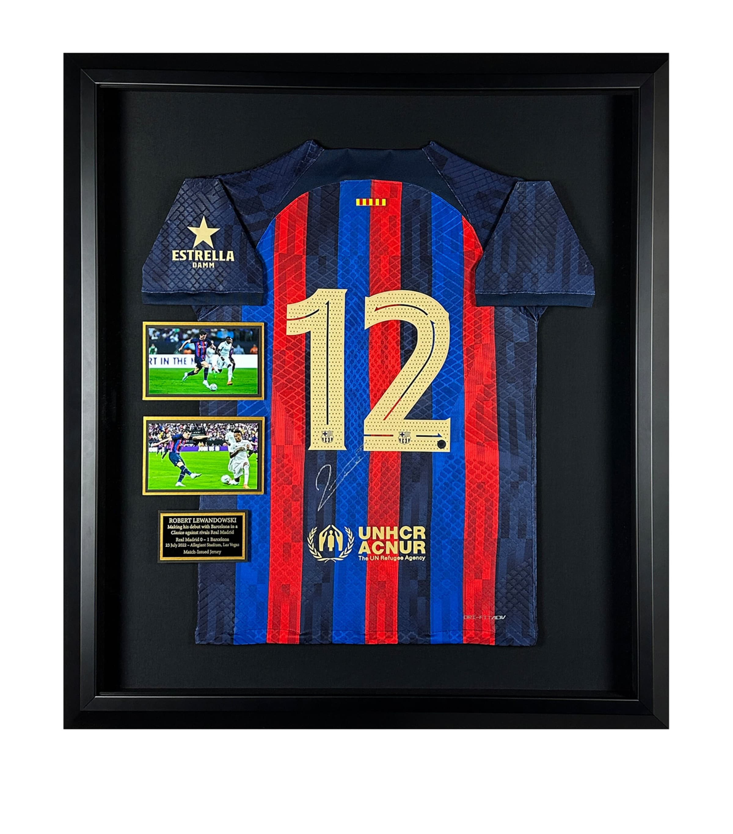 Leipzig Galleries Robert Lewandowski Signed Barcelona Debut Match-Issued Jersey Display Image 1