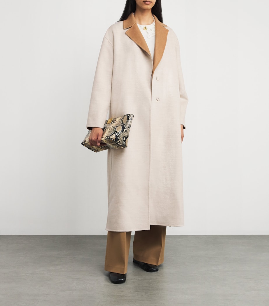 Fabiana Filippi Womens Merino Wool Collared Coat Corda/vimini Image 2