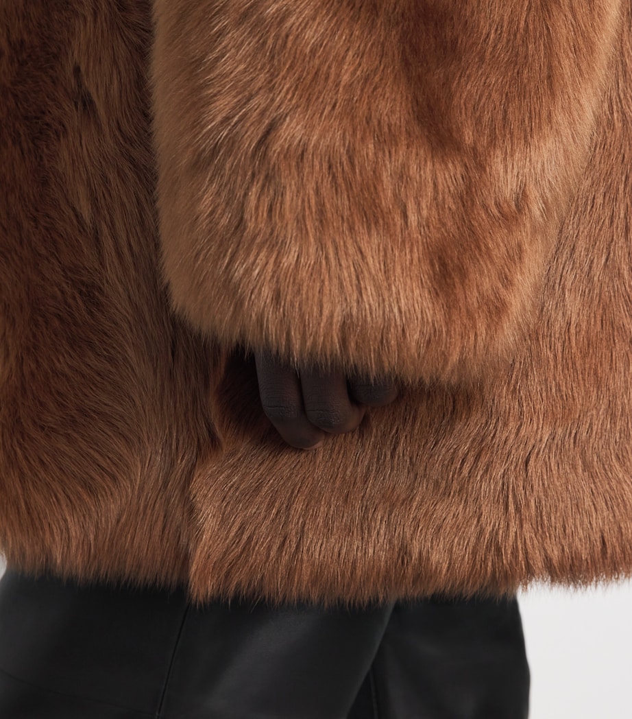 Toteme Womens Shearling Short Coat Ginger Image 3