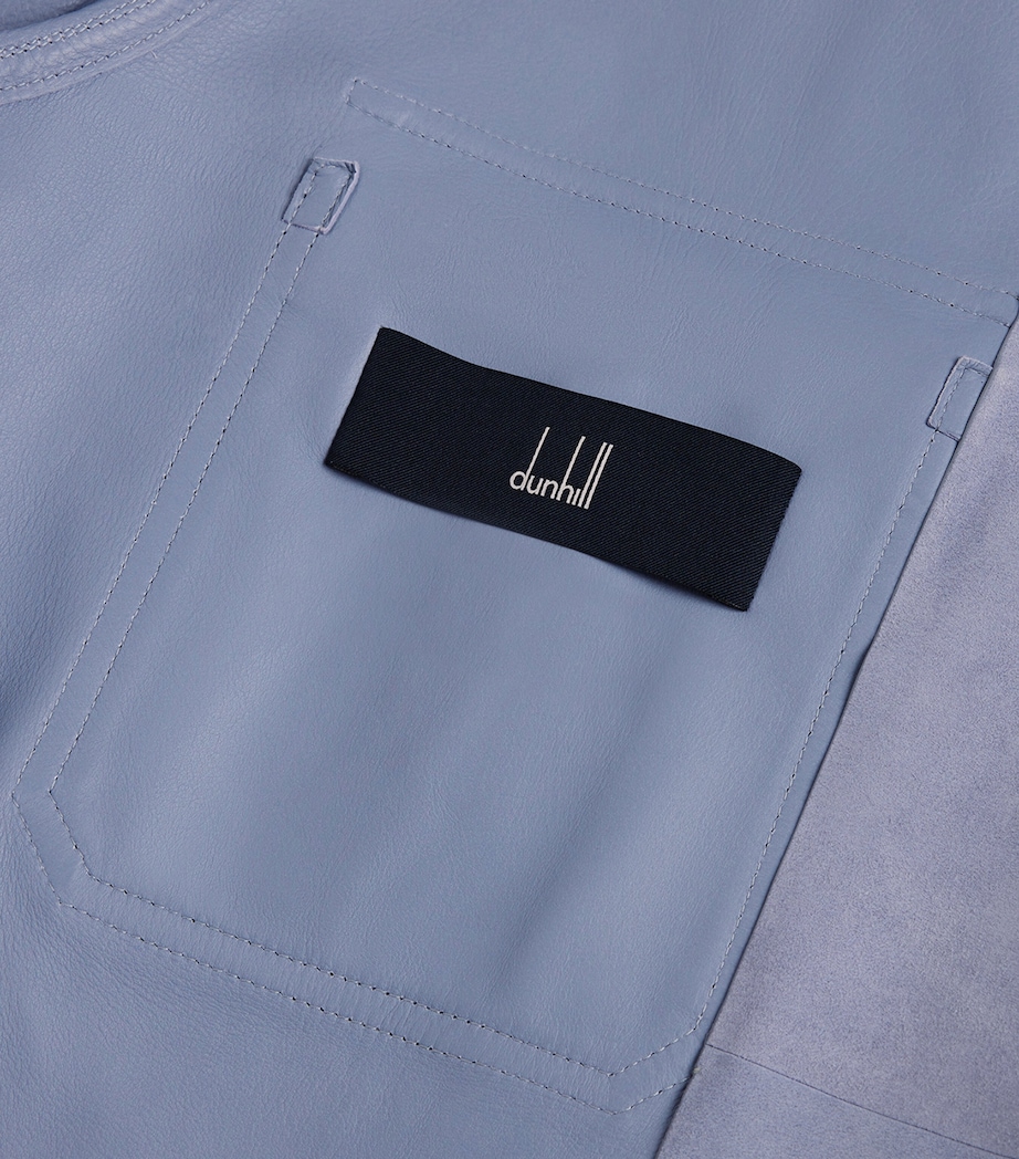 Dunhill Mens Suede Overshirt Lilac Image 6
