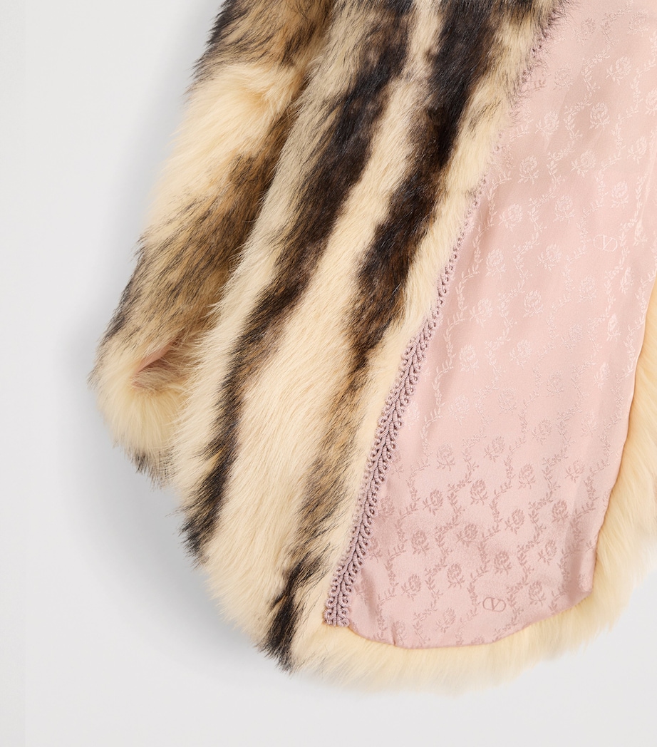 Valentino Womens Fur Striped Oversized Cape Image 8