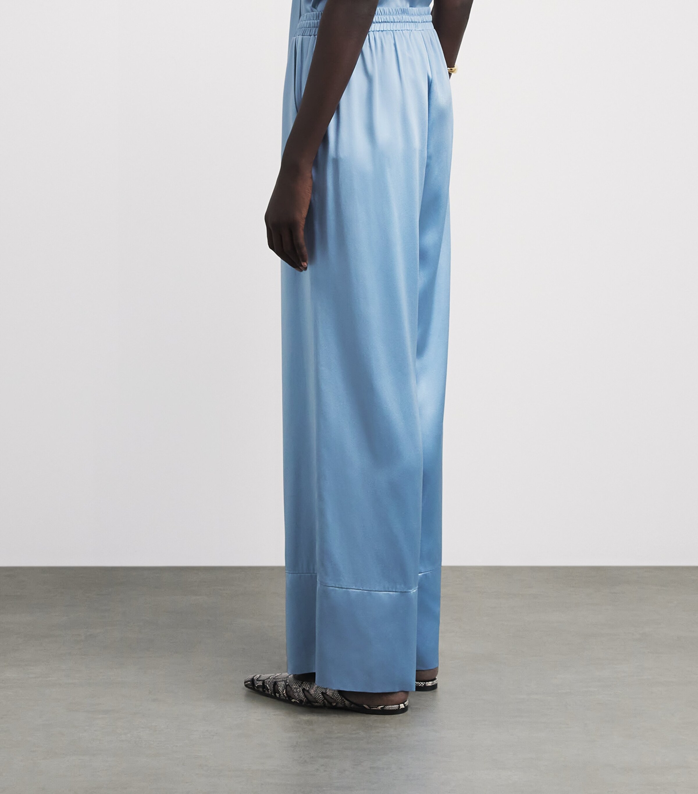 Laura Pitharas Womens Silk Drawstring Trousers Steel Blue Excl Image 5