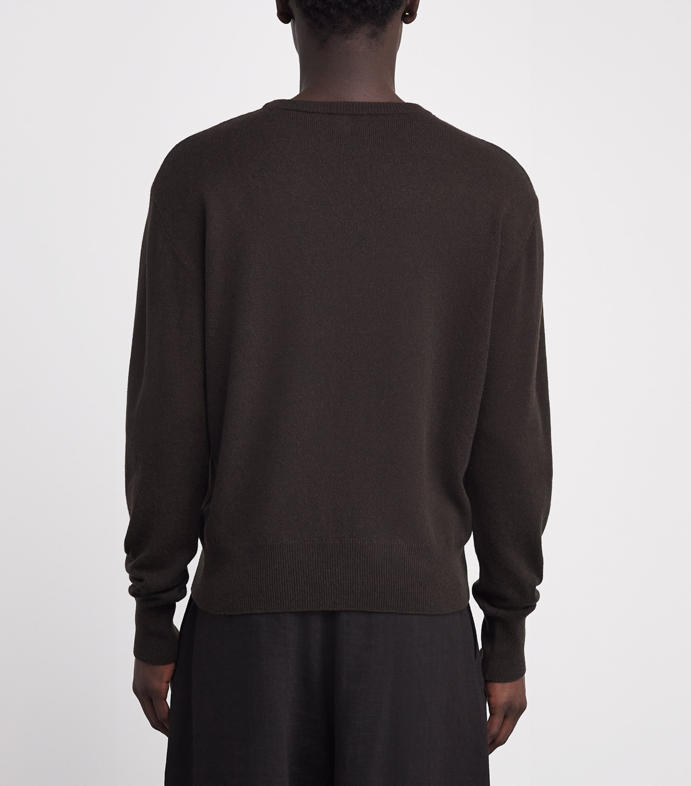 Wool-Cashmere Crew-Neck Sweater EBONY/ BK982 Image 4