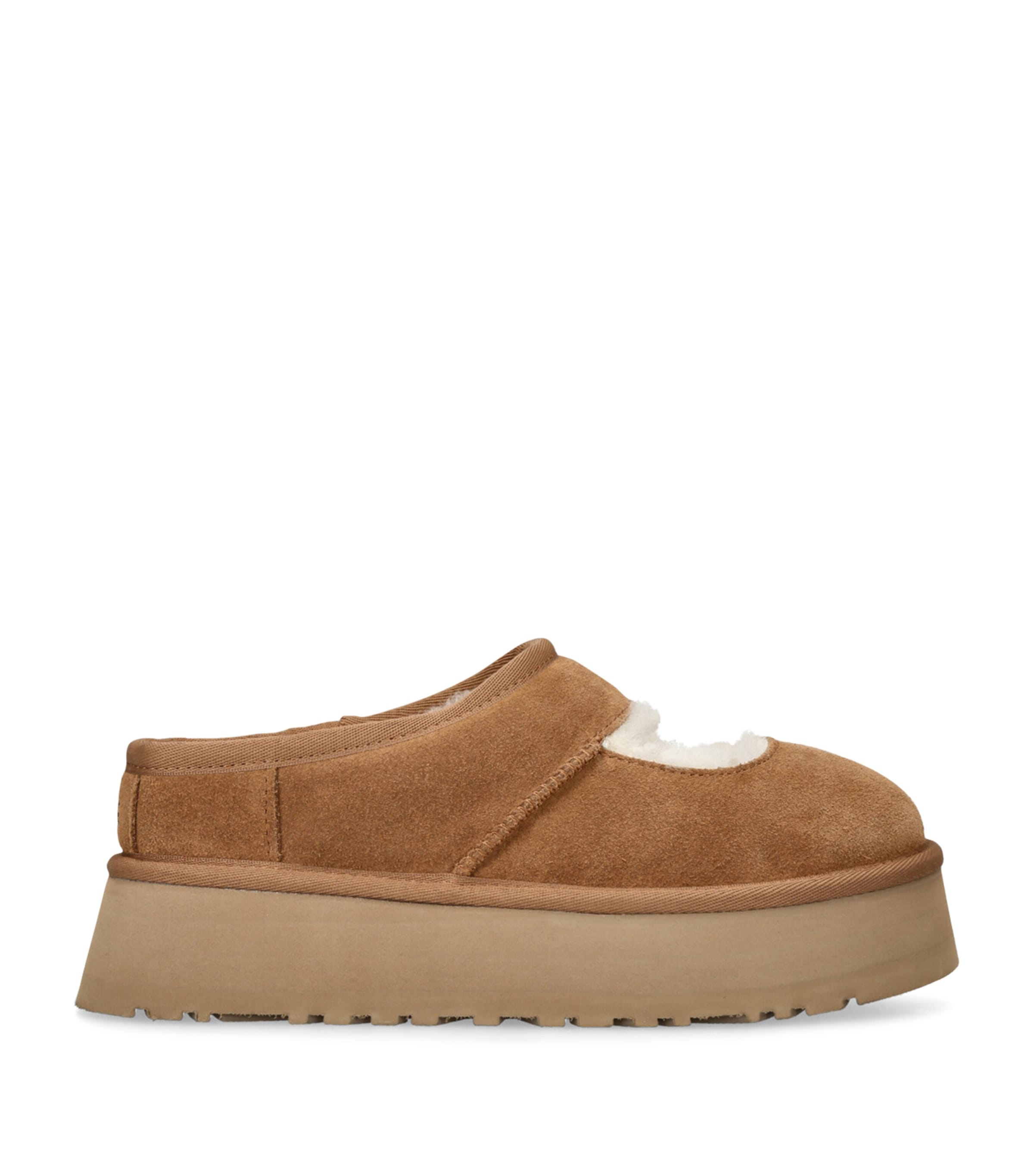 Ugg Bea Mary Jane Suede Flatform Chestnut In Beige
