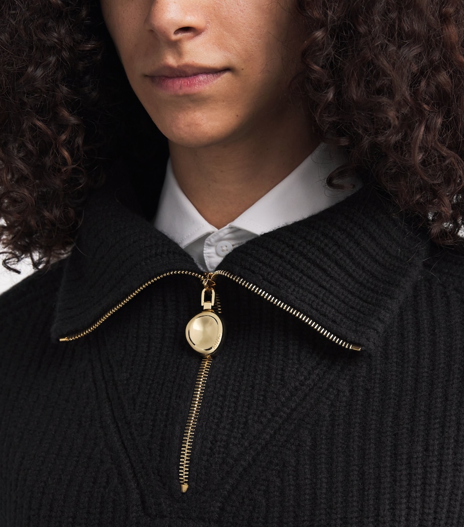 Cashmere-Blend Ribbed Raffet Sweater BLACK Image 6