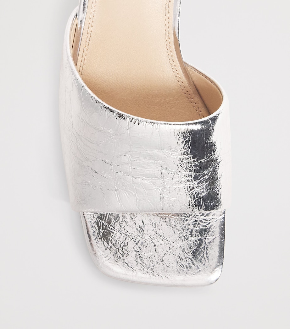 Sandro Paris Metallic Leather Heeled Mules 55 Silver Image 6