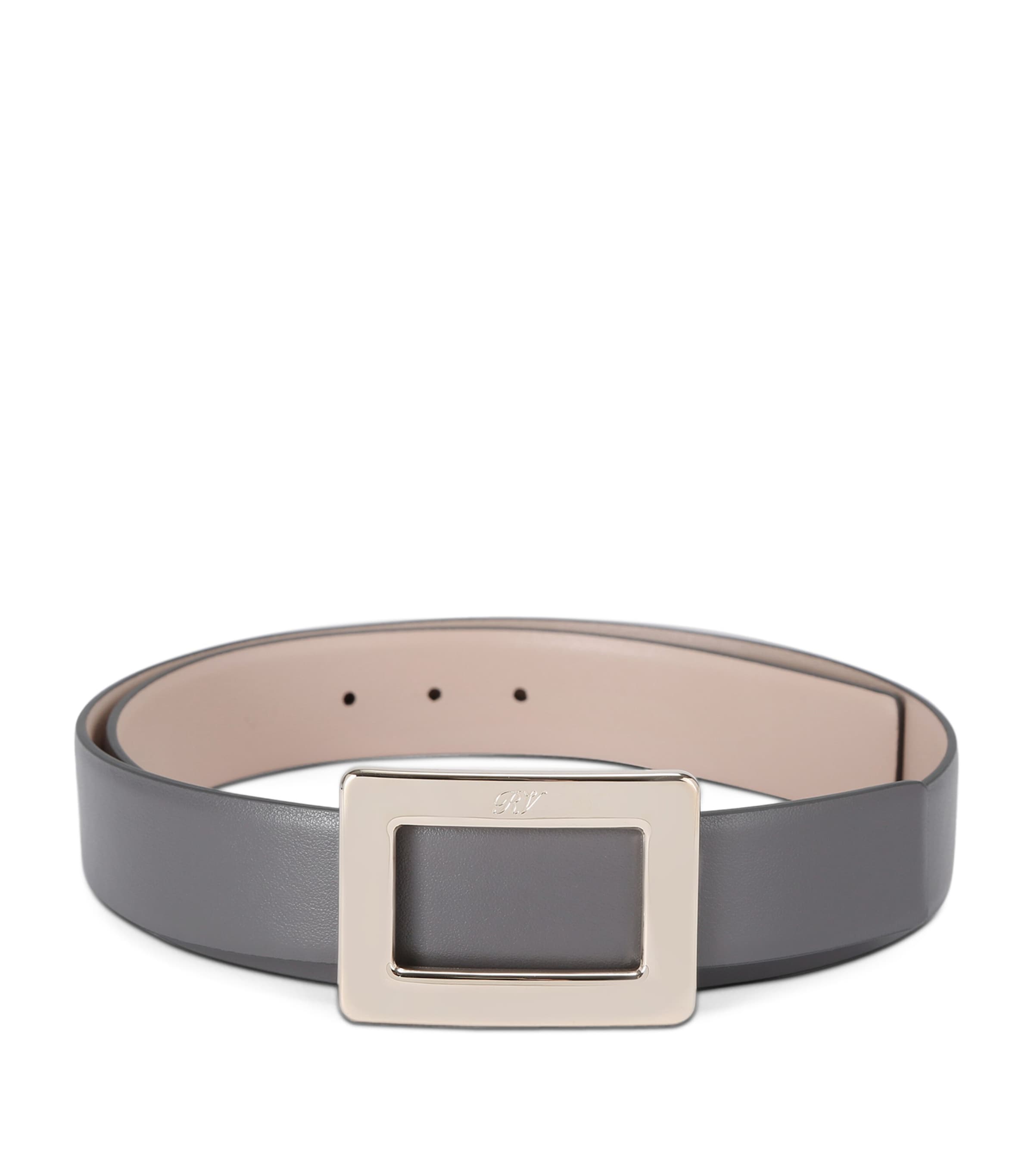 Roger Vivier Leather Reversible Belle Vivier Belt