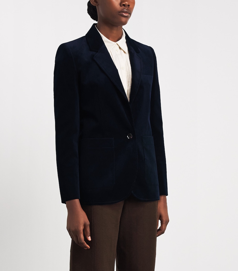 ME+EM Womens Corduroy Sharp Shoulder Blazer Navy Blue Image 4