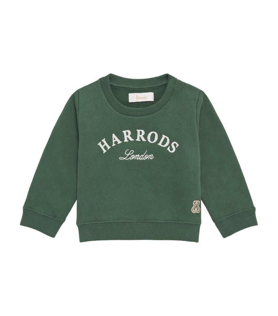 Harrods Cotton Jersey Embroidered Sweatshirt Green Image 1