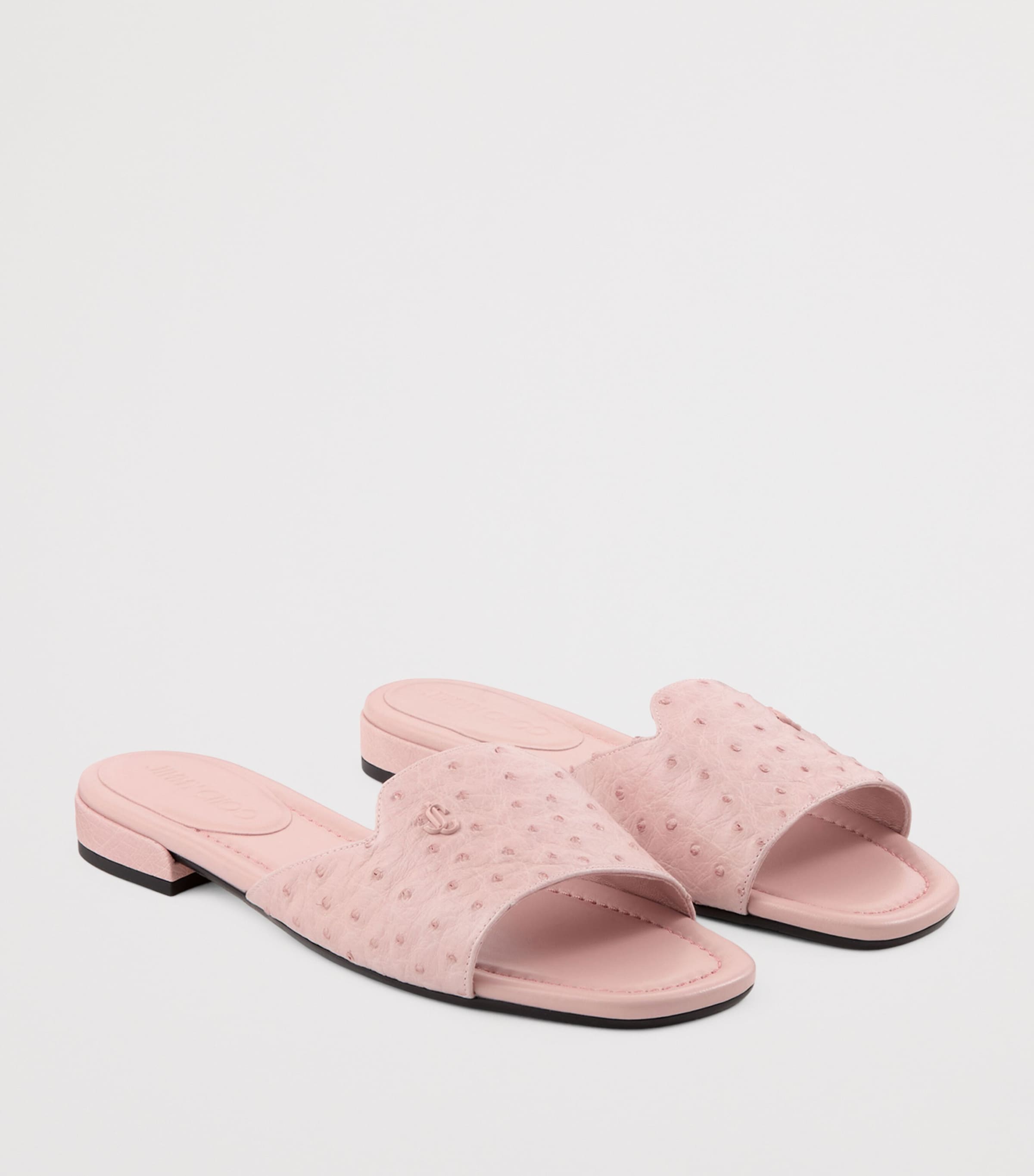Ostrich Leather Dina Sandals ROSE Image 4