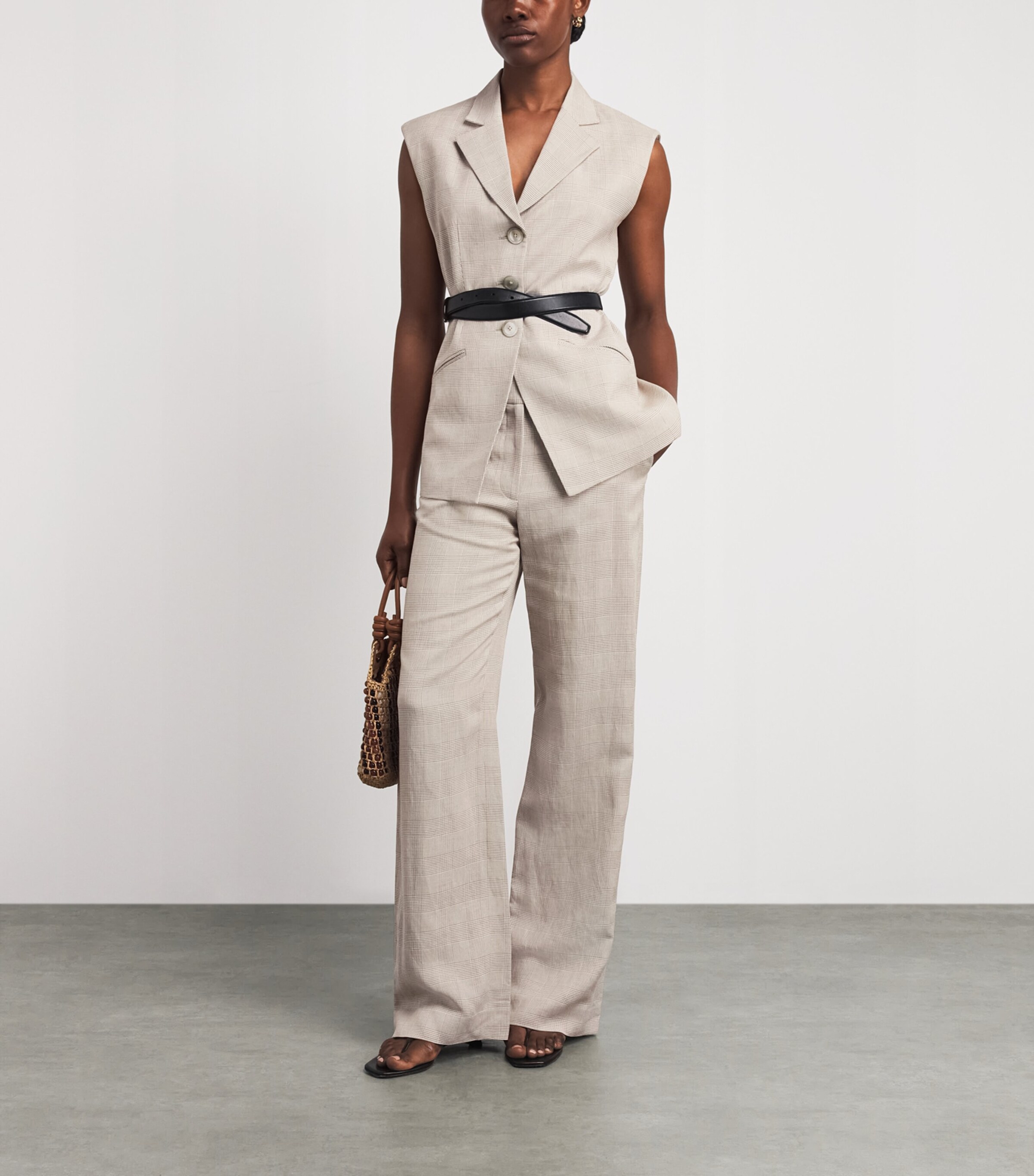 Veronica Beard Womens Plaid Broderick Trousers Acorn/dove Image 2