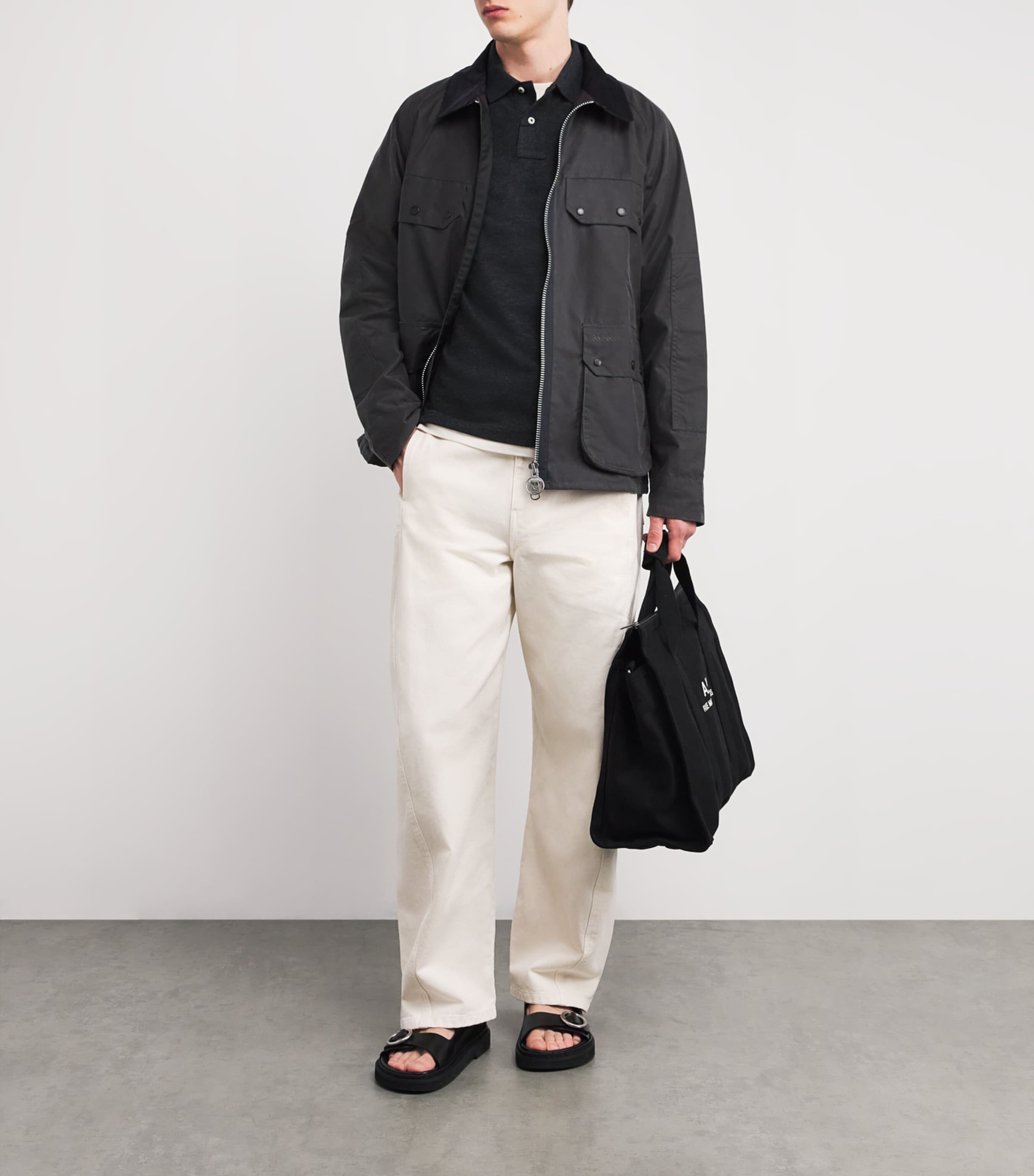 Cotton Mesh Slim-Fit Polo Shirt BLACK MARL HEATHER Image 2