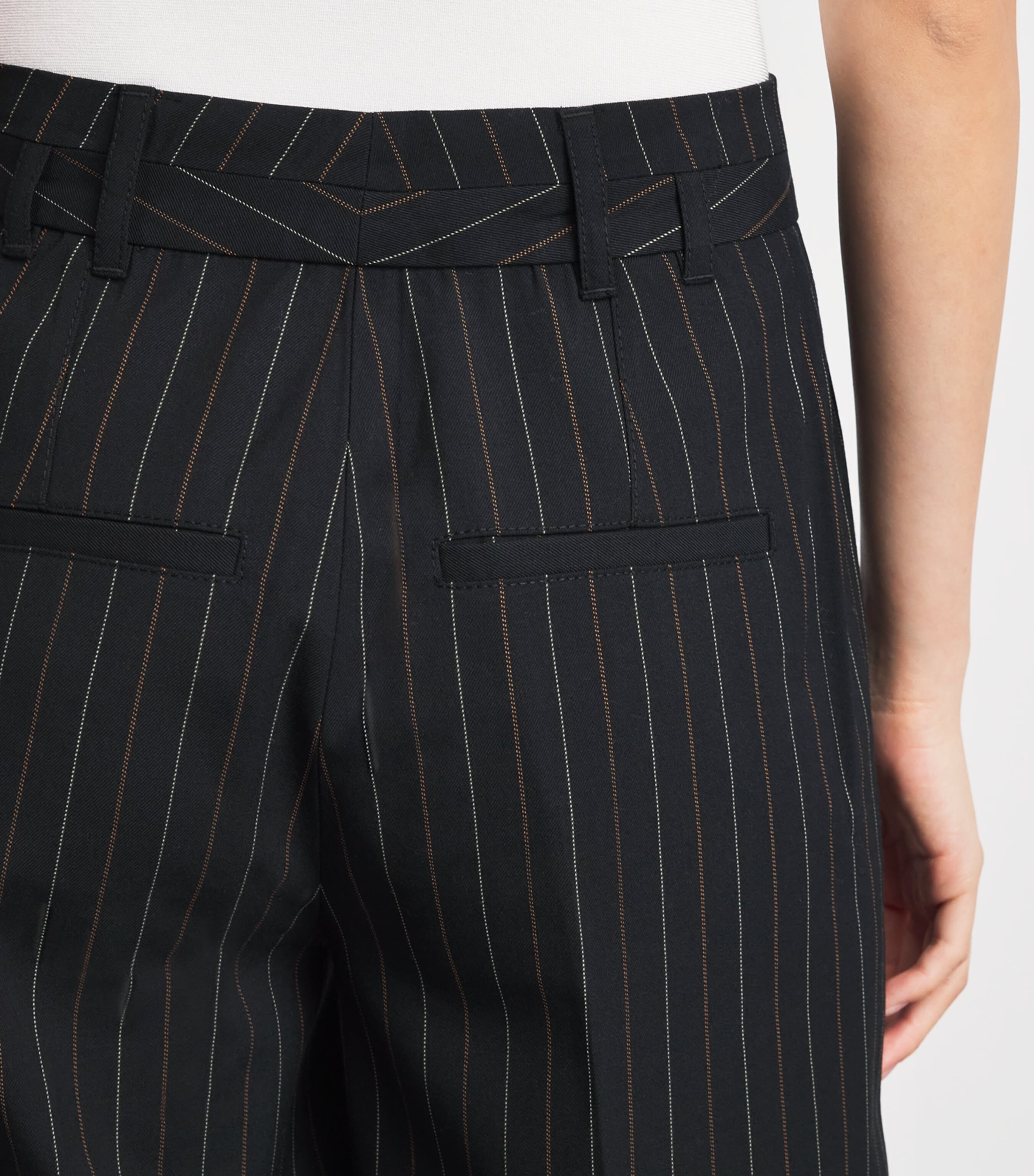 ME+EM Womens Pinstripe Wide-Leg Trousers Black Image 3