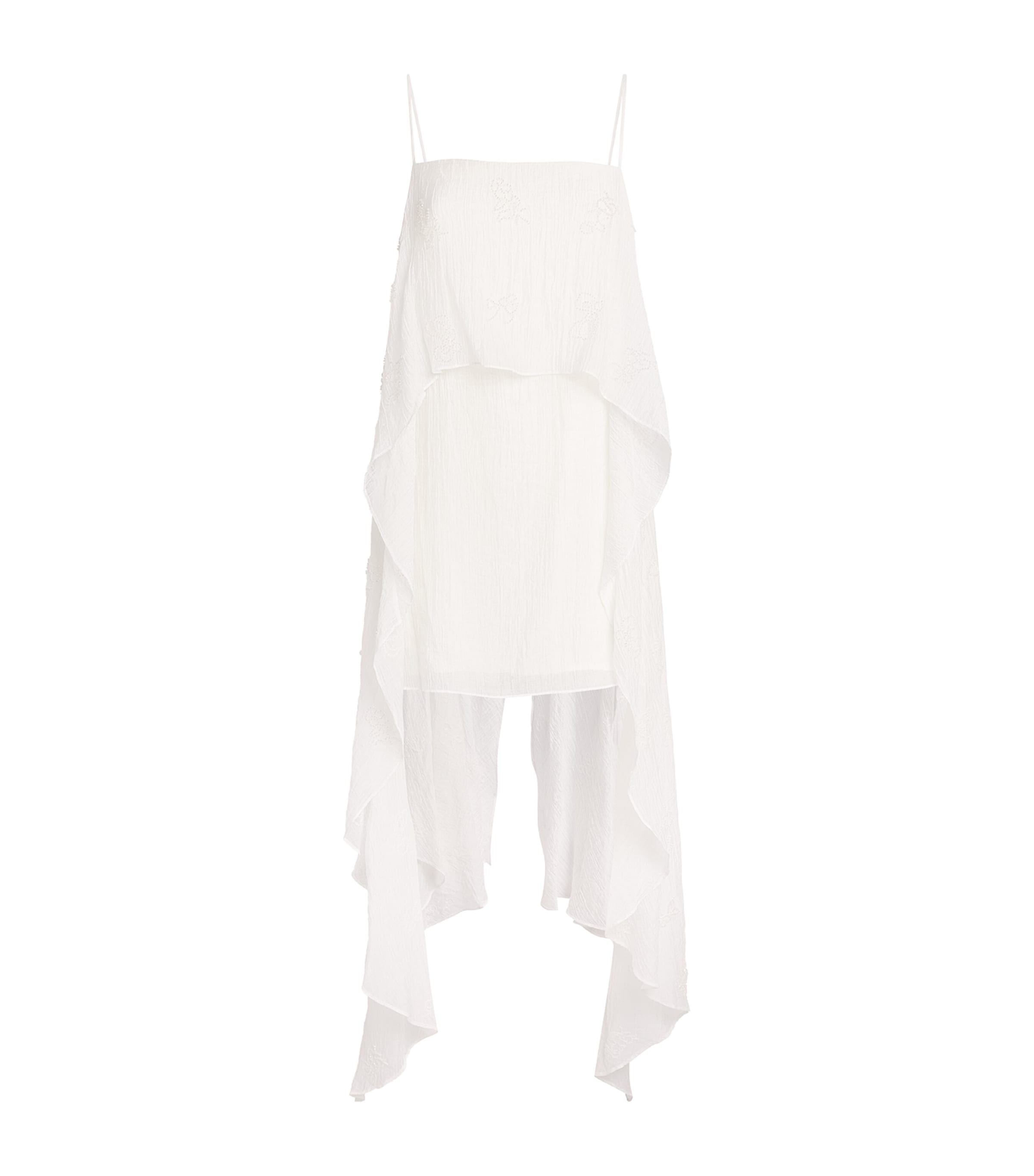 STAUD Womens Embellished Valencia Mini Dress Wht White Image 1