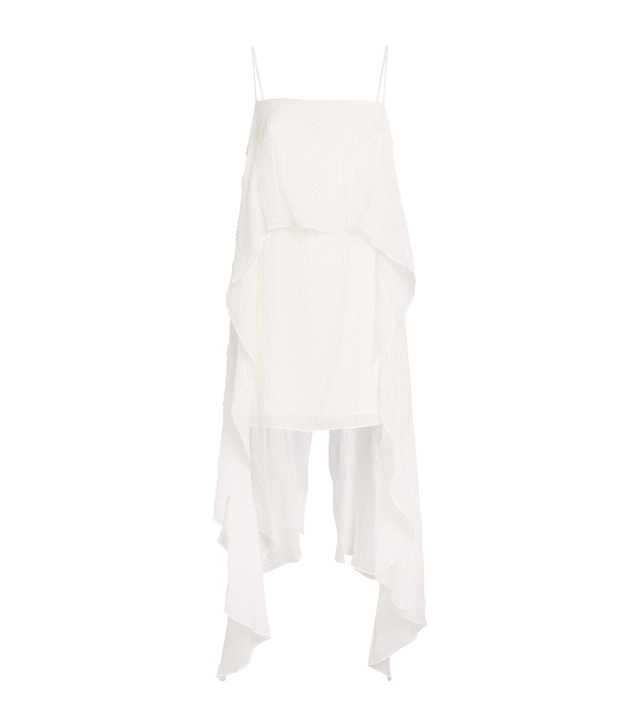 STAUD Womens Embellished Valencia Mini Dress Wht White Image 1