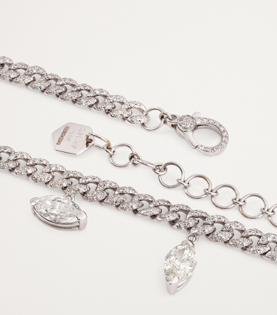 White Gold and Marquise Diamond Pavé Link Choker Necklace WHITE GOLD Image 4