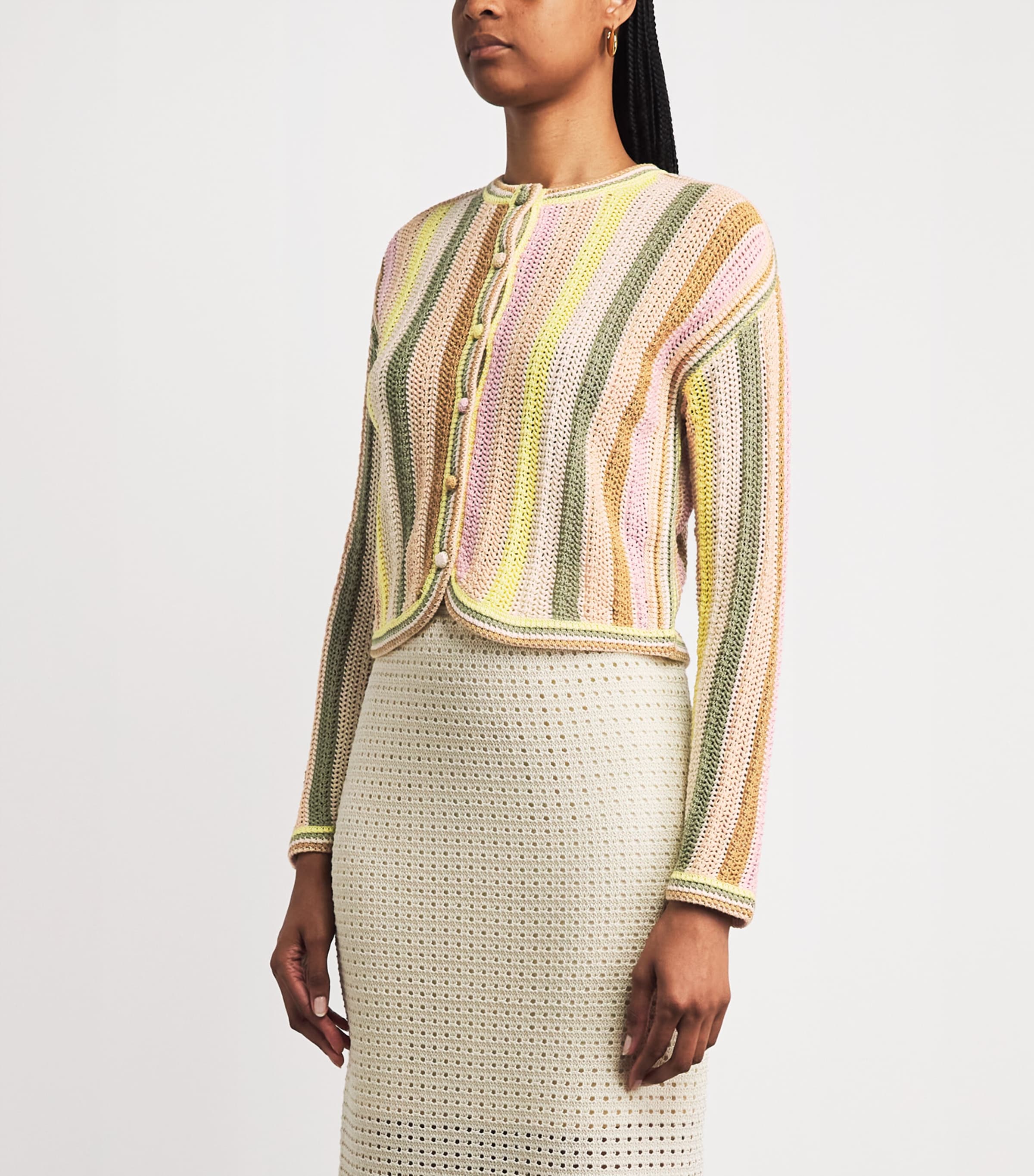 Zimmermann Womens Crochet Stripe Indra Cardigan Image 4