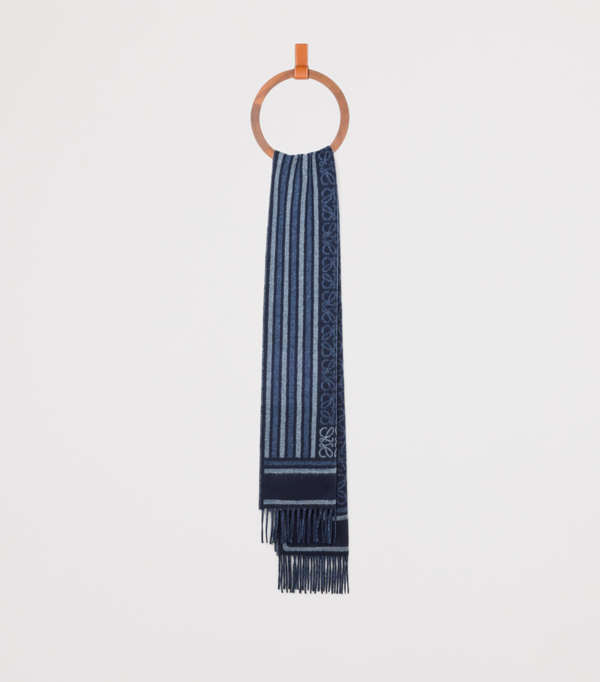 LOEWE Wool-Cashmere Anagram Scarf Dark Navy Blue Image 2