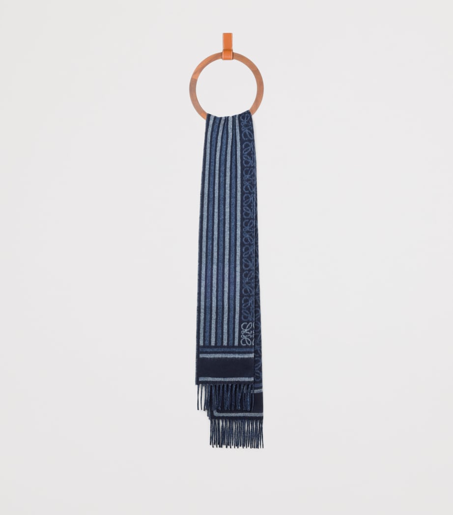 Wool-Cashmere Anagram Scarf DARK NAVY BLUE Image 2