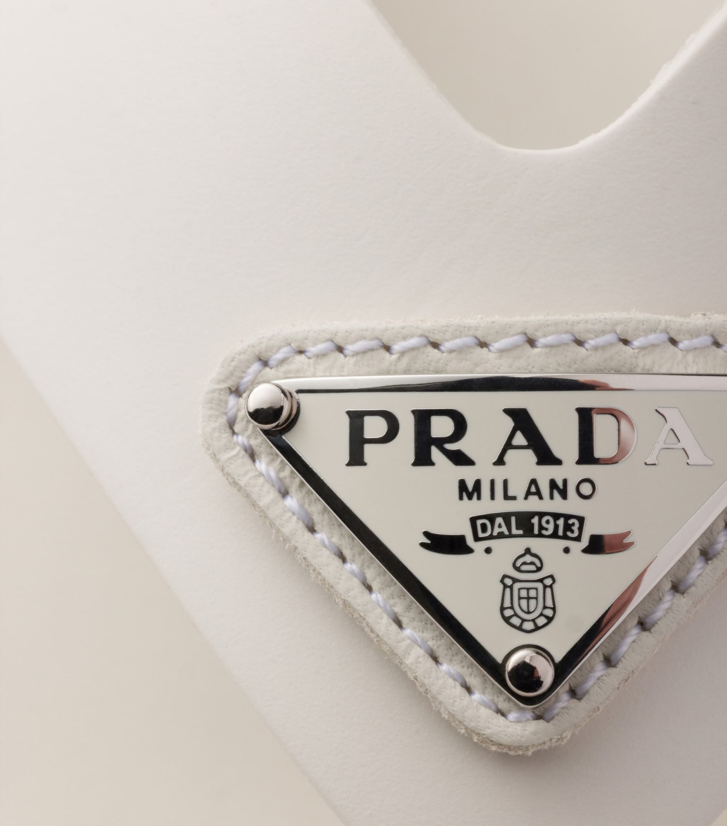 Prada Rubber Logo Thong Sandals Neutral Image 6