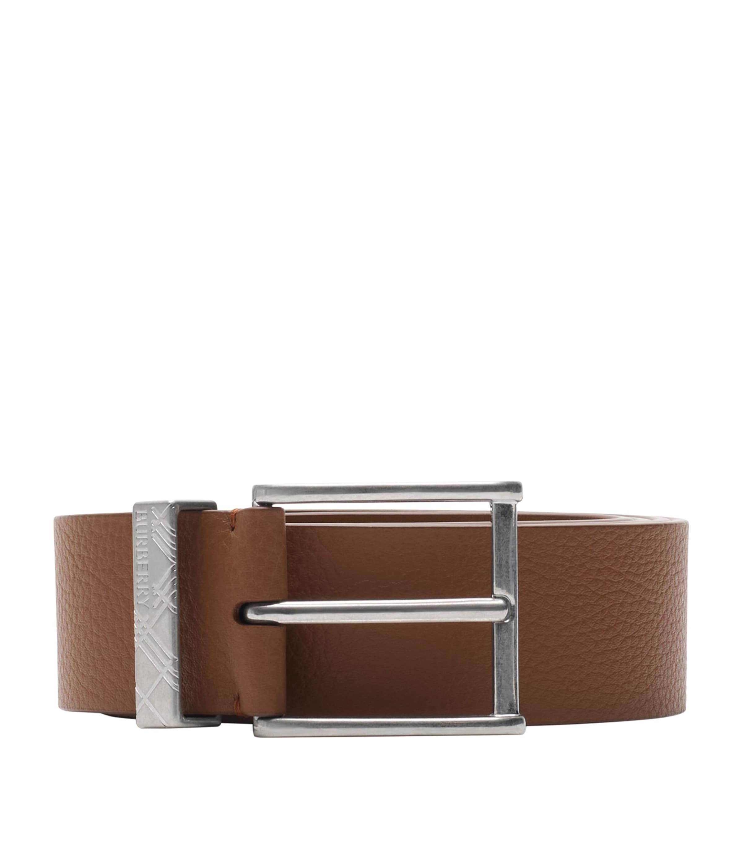 Burberry Leather Check-engraved Belt In Brown