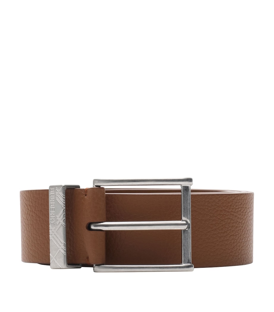 Leather Check-Engraved Belt HAZEL Image 1