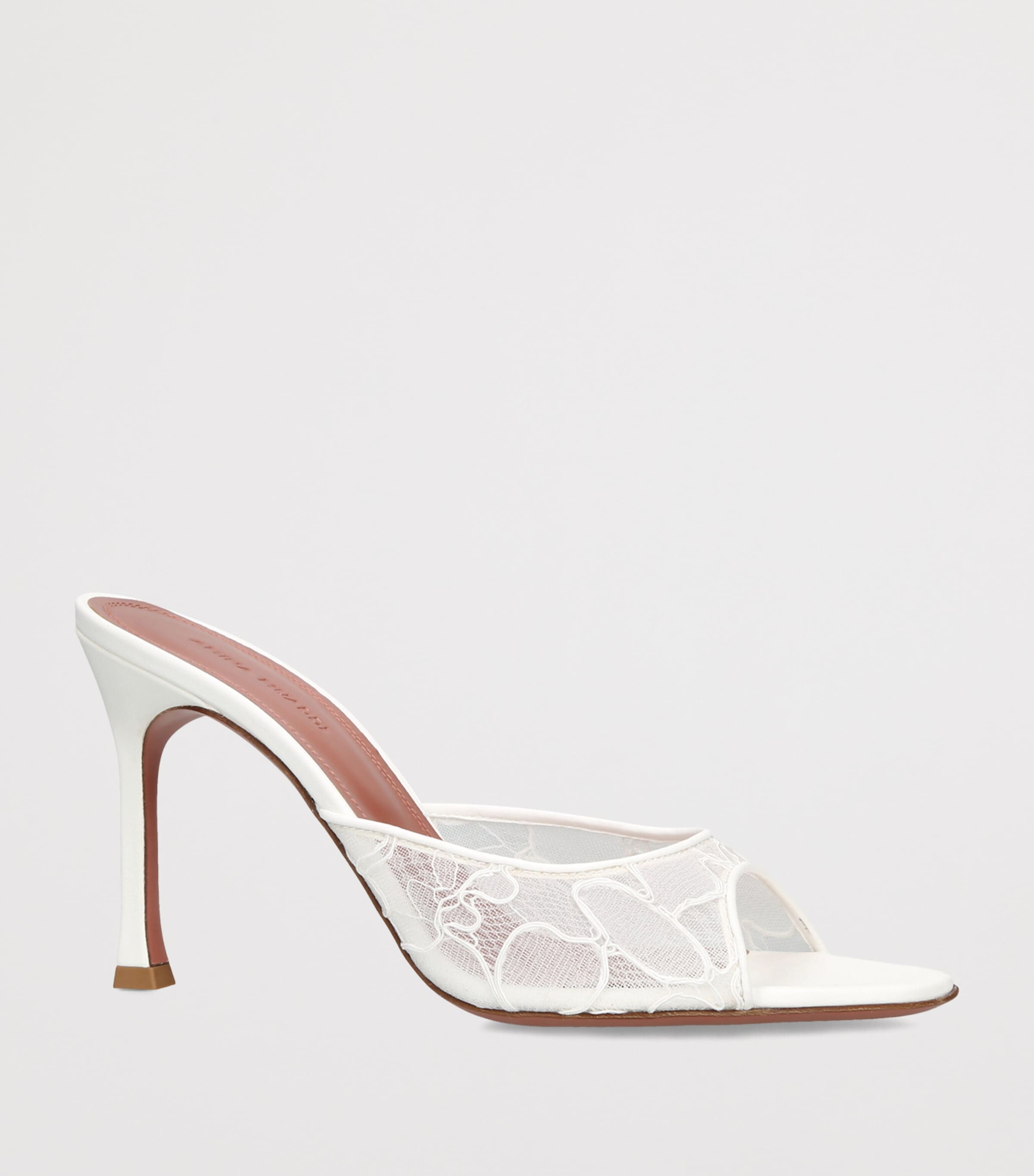 Amina Muaddi Lace Alexa Heeled Mules 95 White Image 2