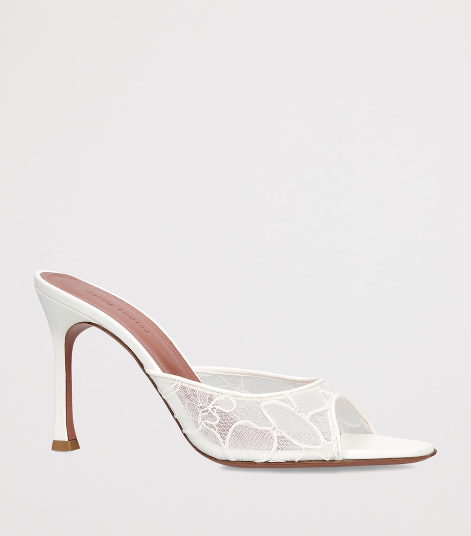 Amina Muaddi Lace Alexa Heeled Mules 95 White Image 2