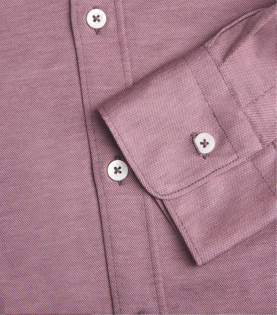 Canali Mens Cotton-Lyocell Jersey Shirt Red Image 6