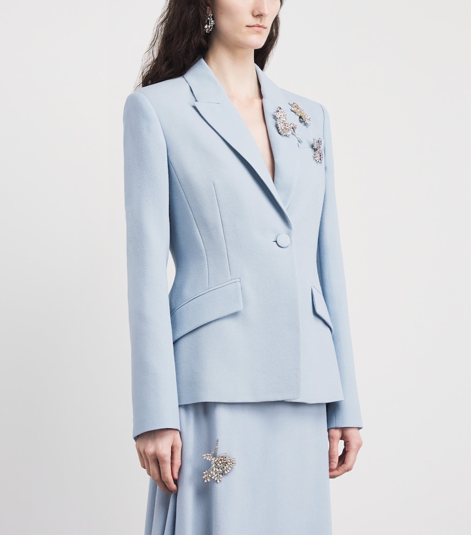 Erdem Womens Wool Crepe Crystal-Embellished Blazer Porcelain Blue Image 4