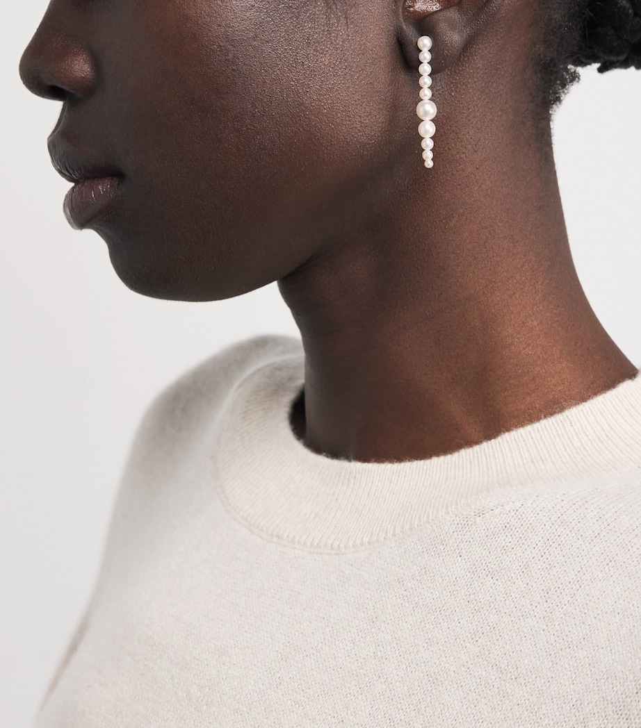 Yellow Gold and Pearl Sienna Moon Earrings YELLOW GOLD Image 2