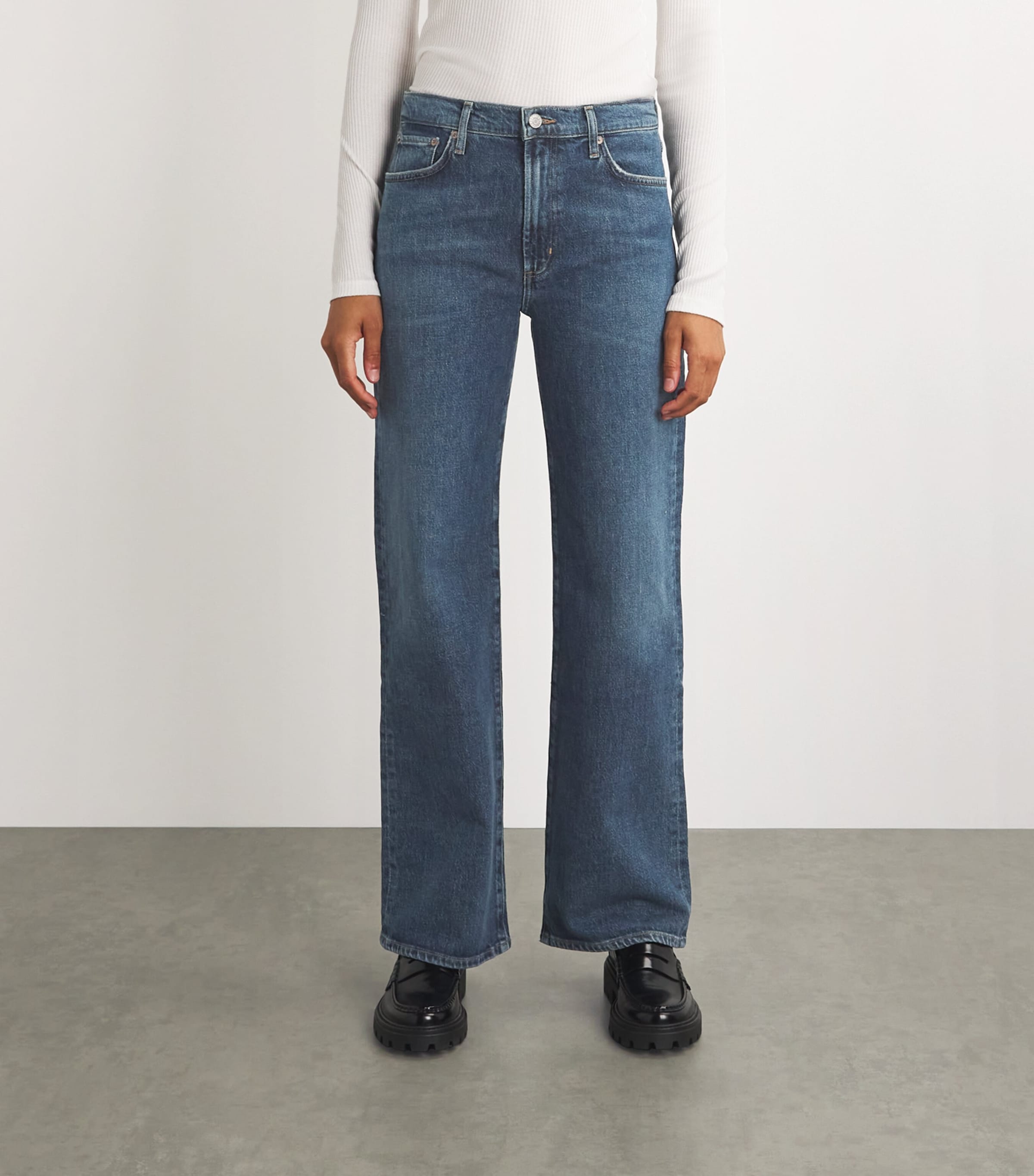 AGOLDE Womens Harper Mid-Rise Straight Jeans Tempo Image 3