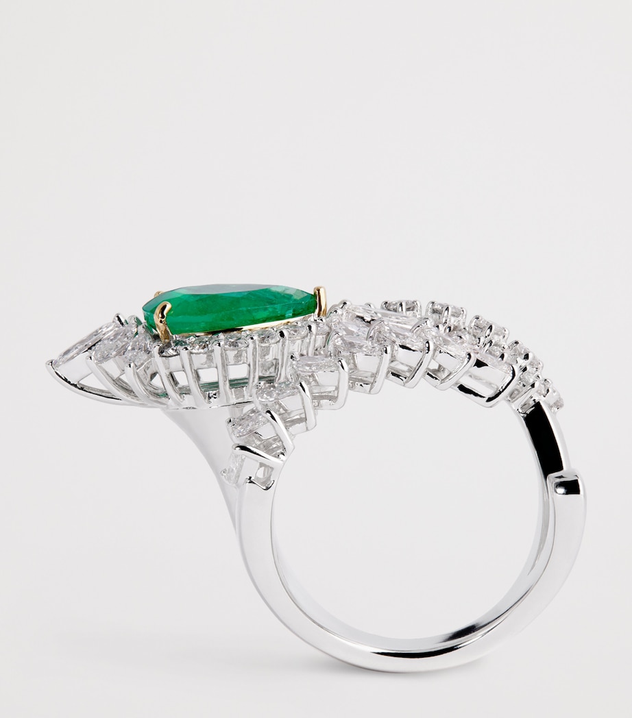 White Gold, Diamond and Emerald Reign Supreme Ring WHITE GOLD Image 3