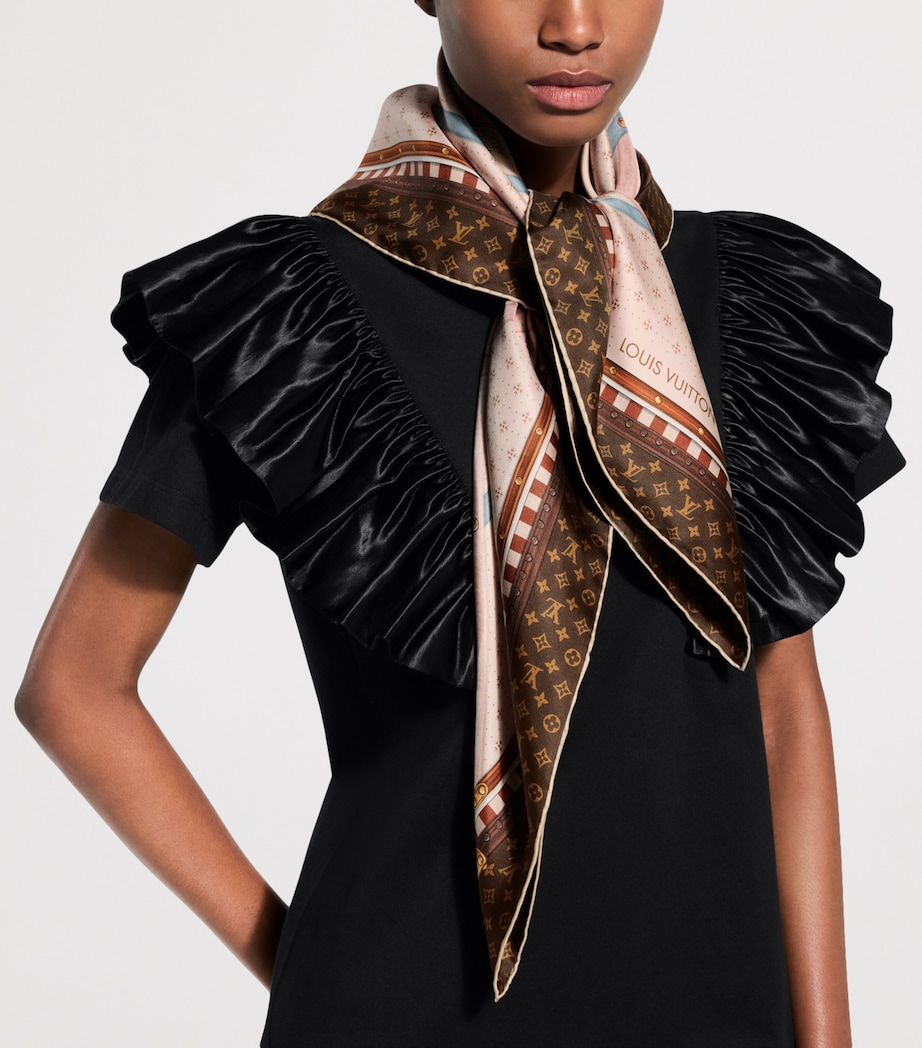 LOUIS VUITTON Silk Chez Elle Square Scarf Beige Image 2