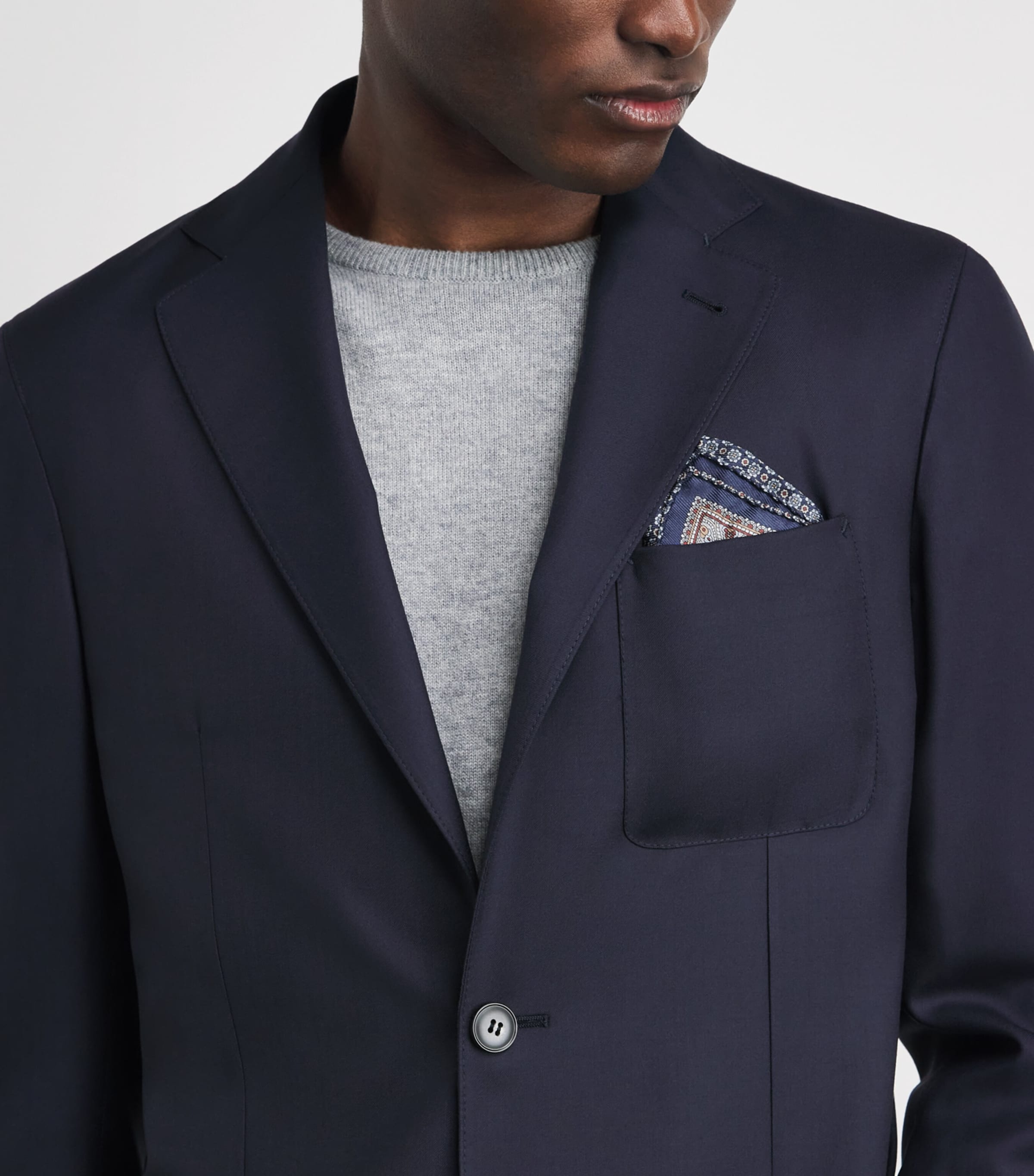 Eton Reversible Jacquard Pocket Square Navy Blue Image 2