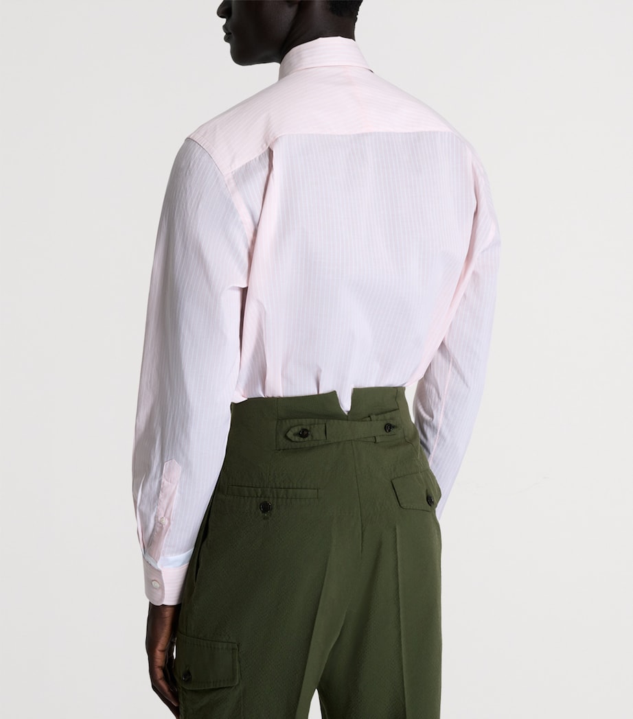 Dunhill Mens Cotton Stripe Shirt Pink Image 3