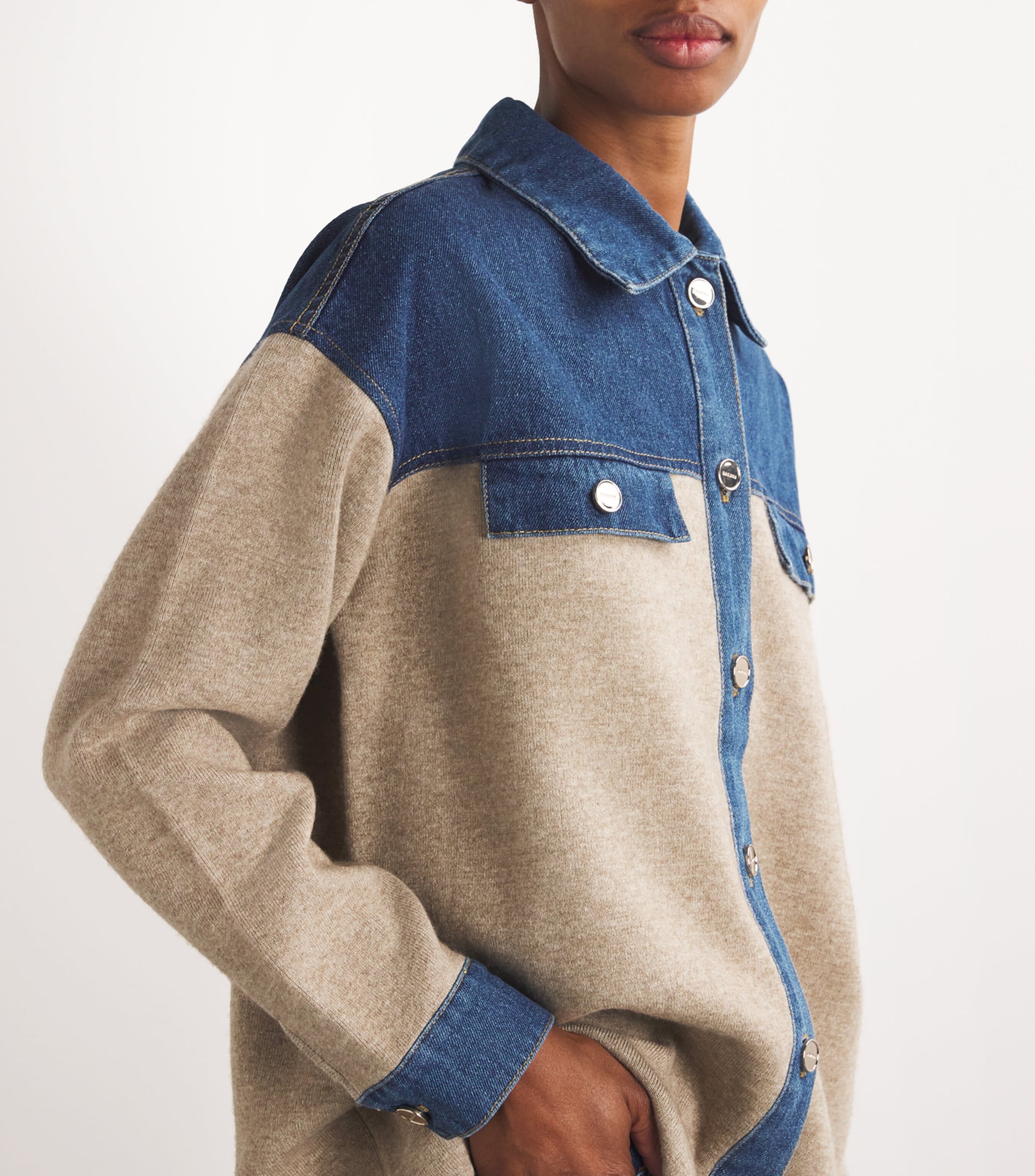 Sandro Paris Denim Knitted Shirt Jacket | Harrods QA Sandro Paris Denim Knitted Shirt Jacket | Harrods QA