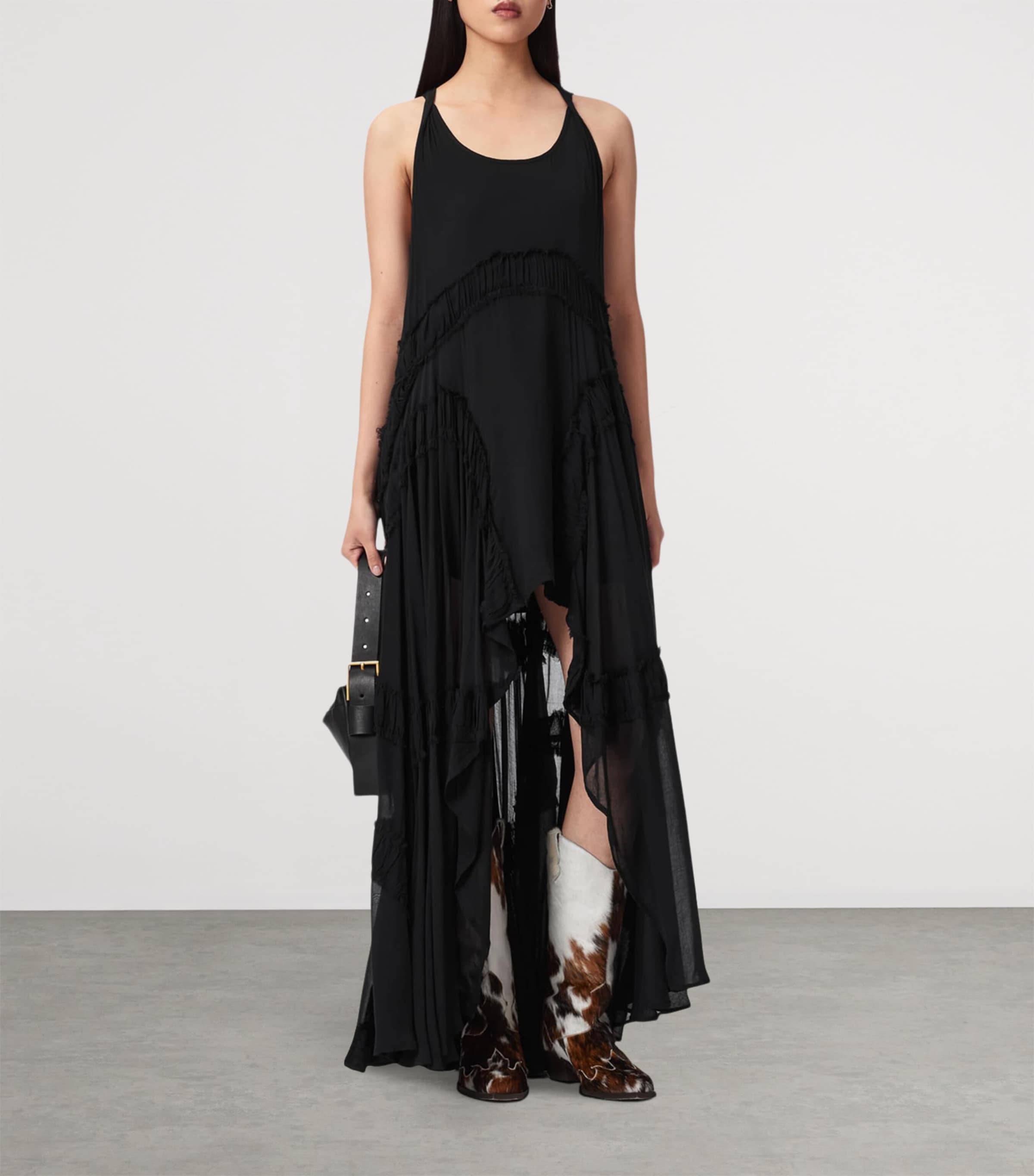AllSaints Womens Dorina High-Low Dress Black Image 2