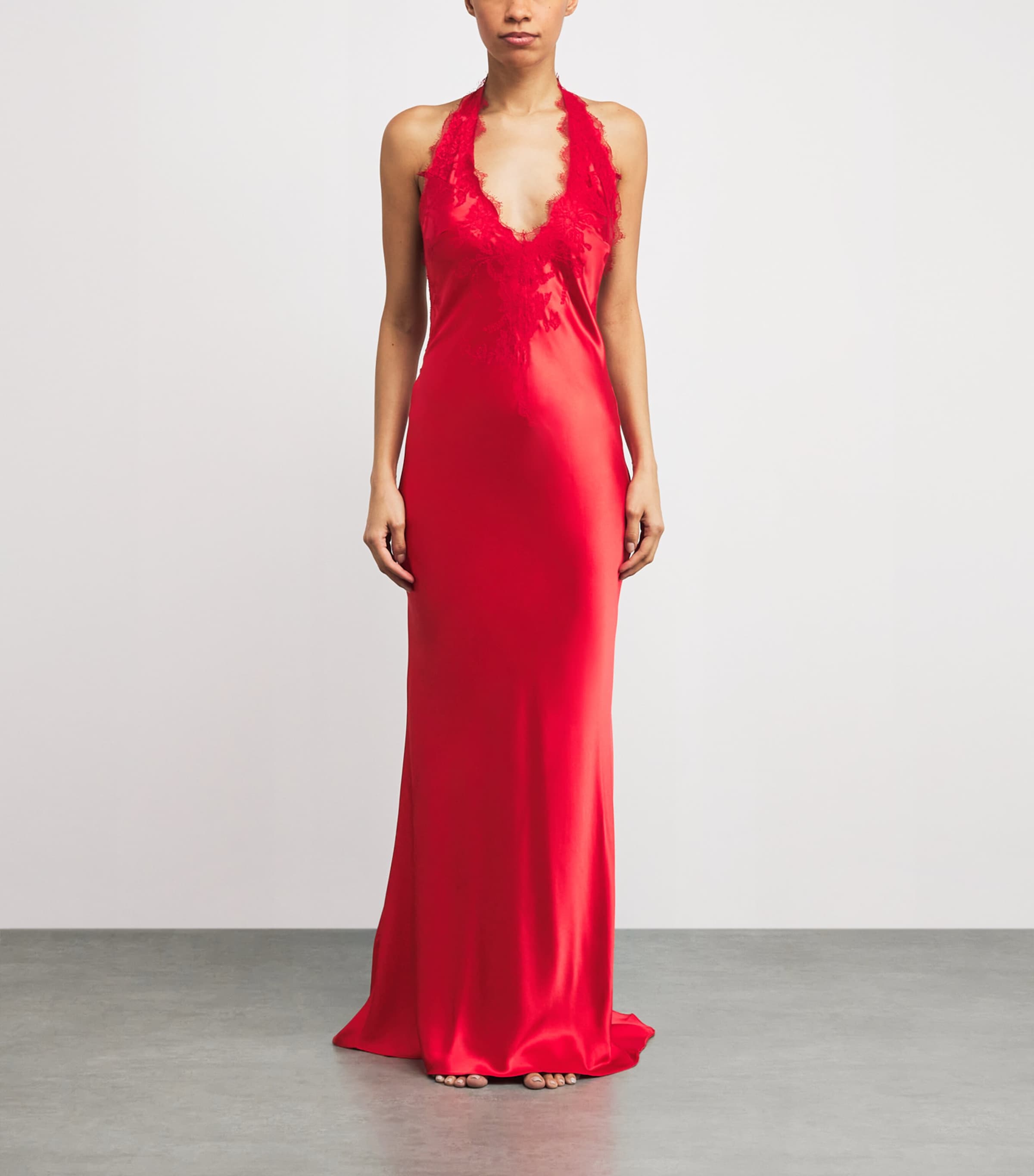 Silk Lace-Detail Slip Maxi Dress RUBY/RUBY Image 2