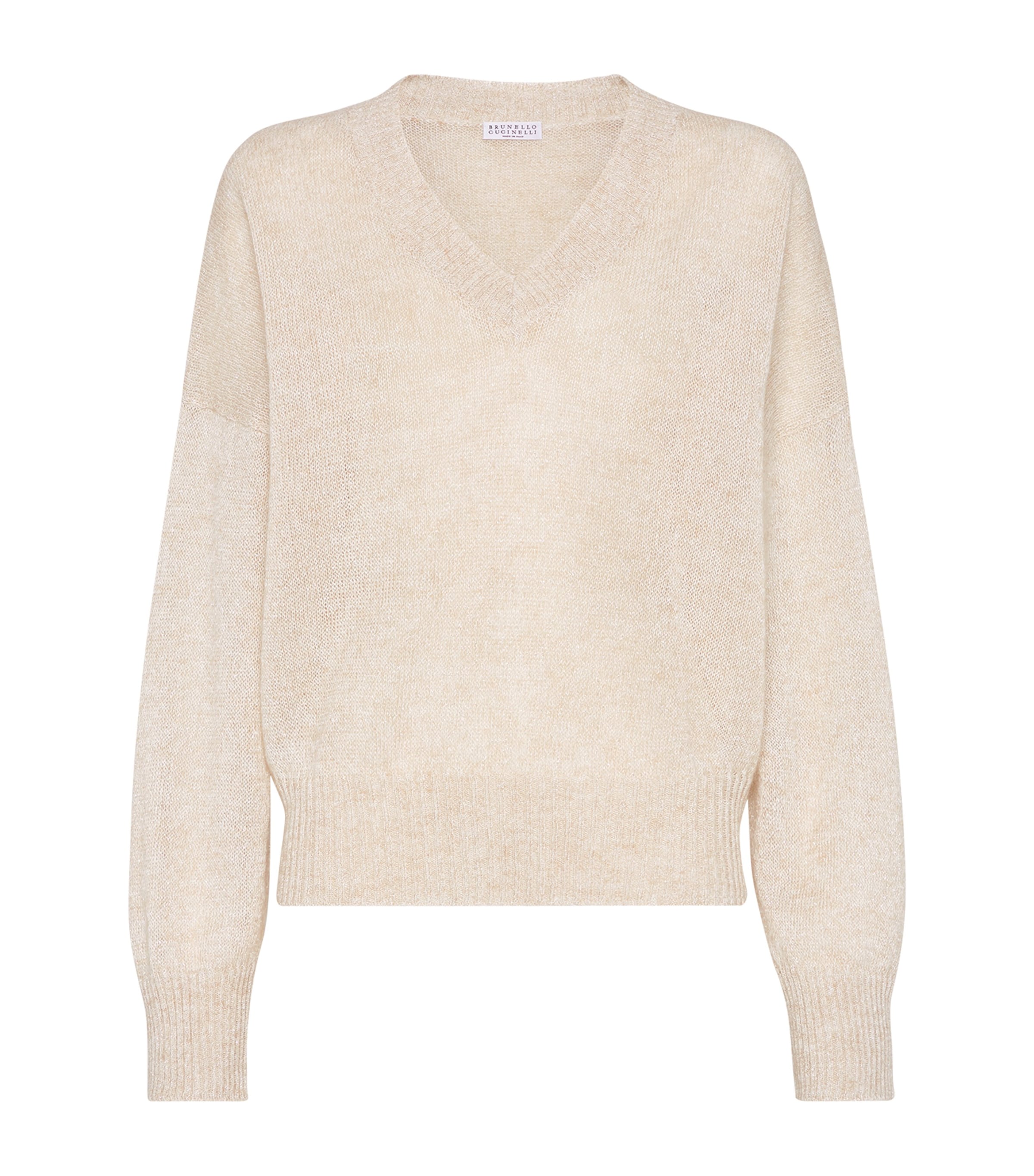 Brunello Cucinelli Women Mohair Sparkling Wool Sweater In Beige