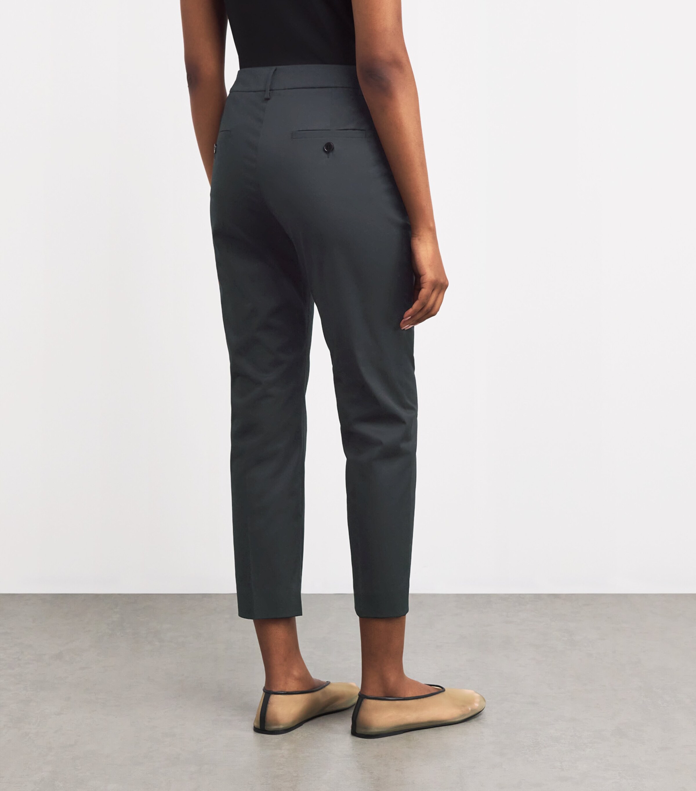 Stretch-Cotton Cigarette Trousers BLACK Image 4