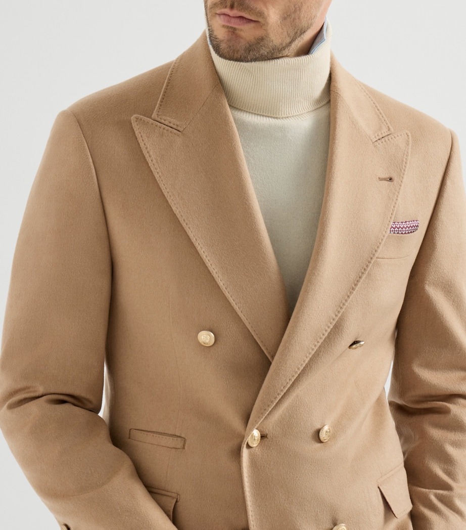 Brunello Cucinelli Mens Camel One-and-a-Half Breasted Blazer Image 6